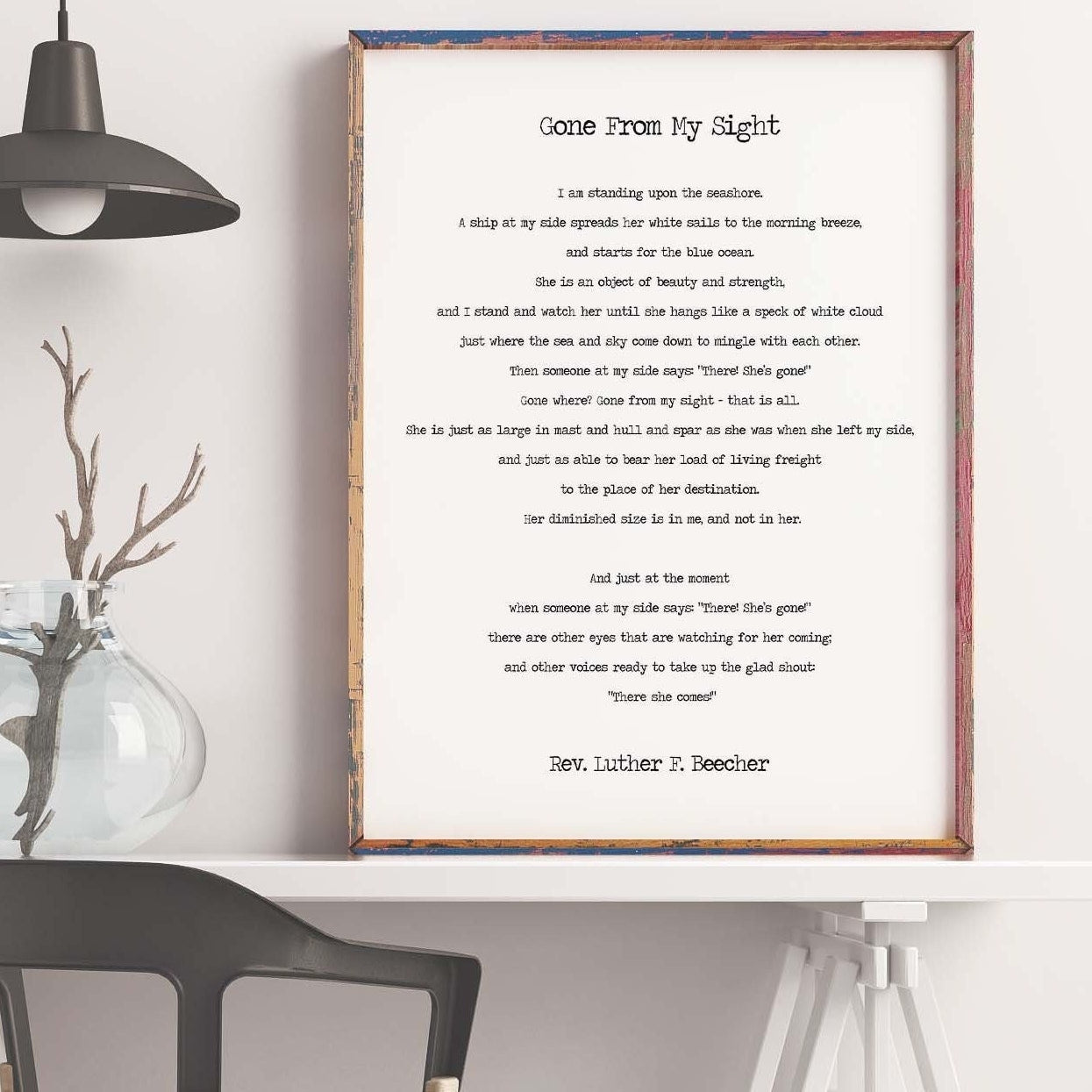 Gone From My Sight Poem Rev. Luther F. Beecher, What is Dying Poetry Art Print