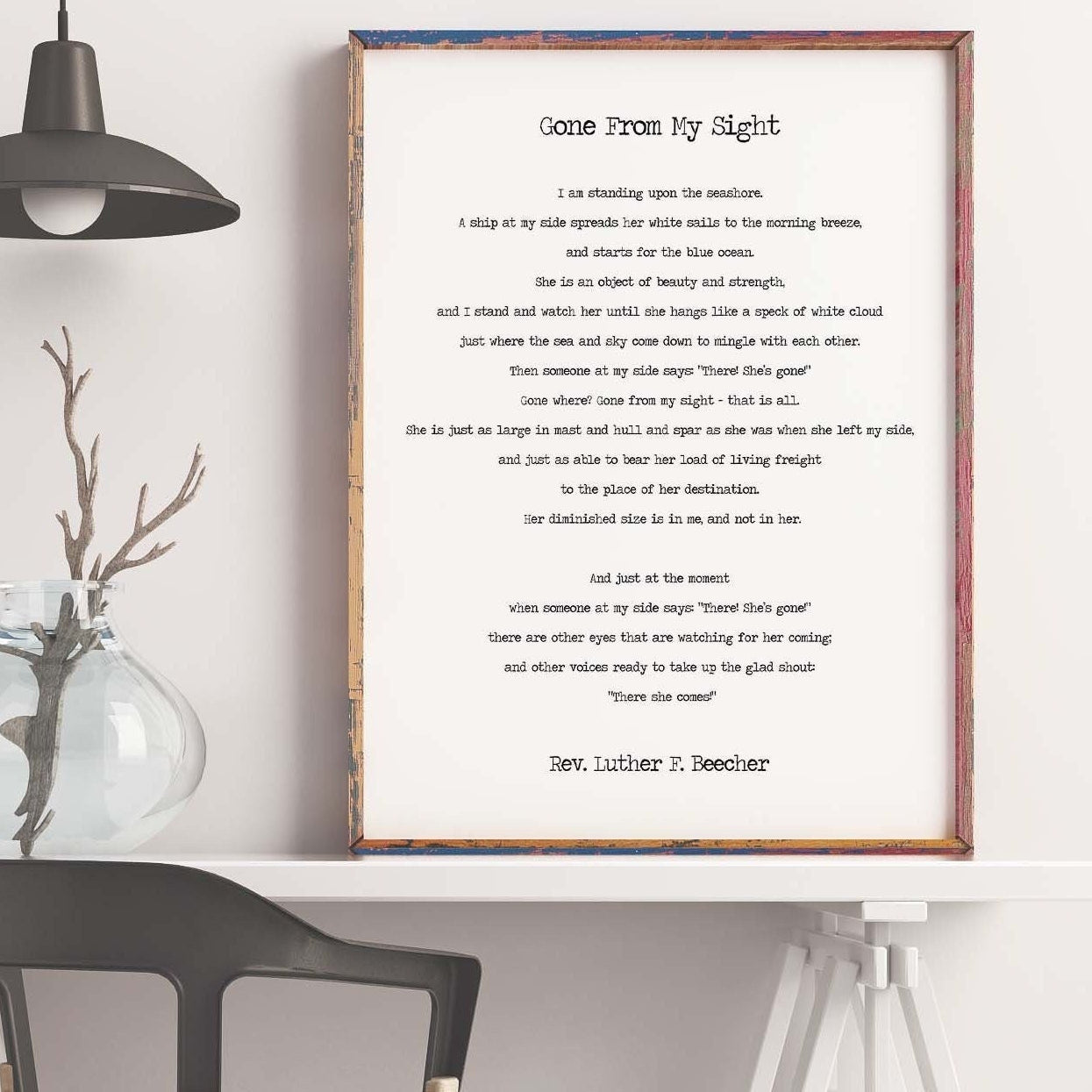 Gone From My Sight Poem Rev. Luther F. Beecher, What is Dying Poetry Art Print