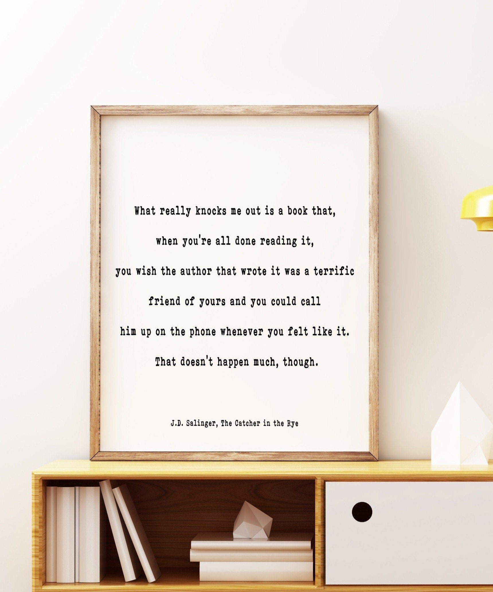 Catcher in the Rye J D Salinger Quote Print, Minimalist Wall Decor Black & White Wall Art Prints