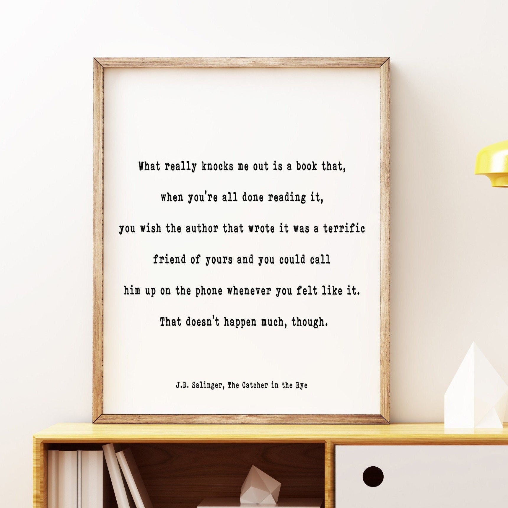 Catcher in the Rye J D Salinger Quote Print, Minimalist Wall Decor Black & White Wall Art Prints