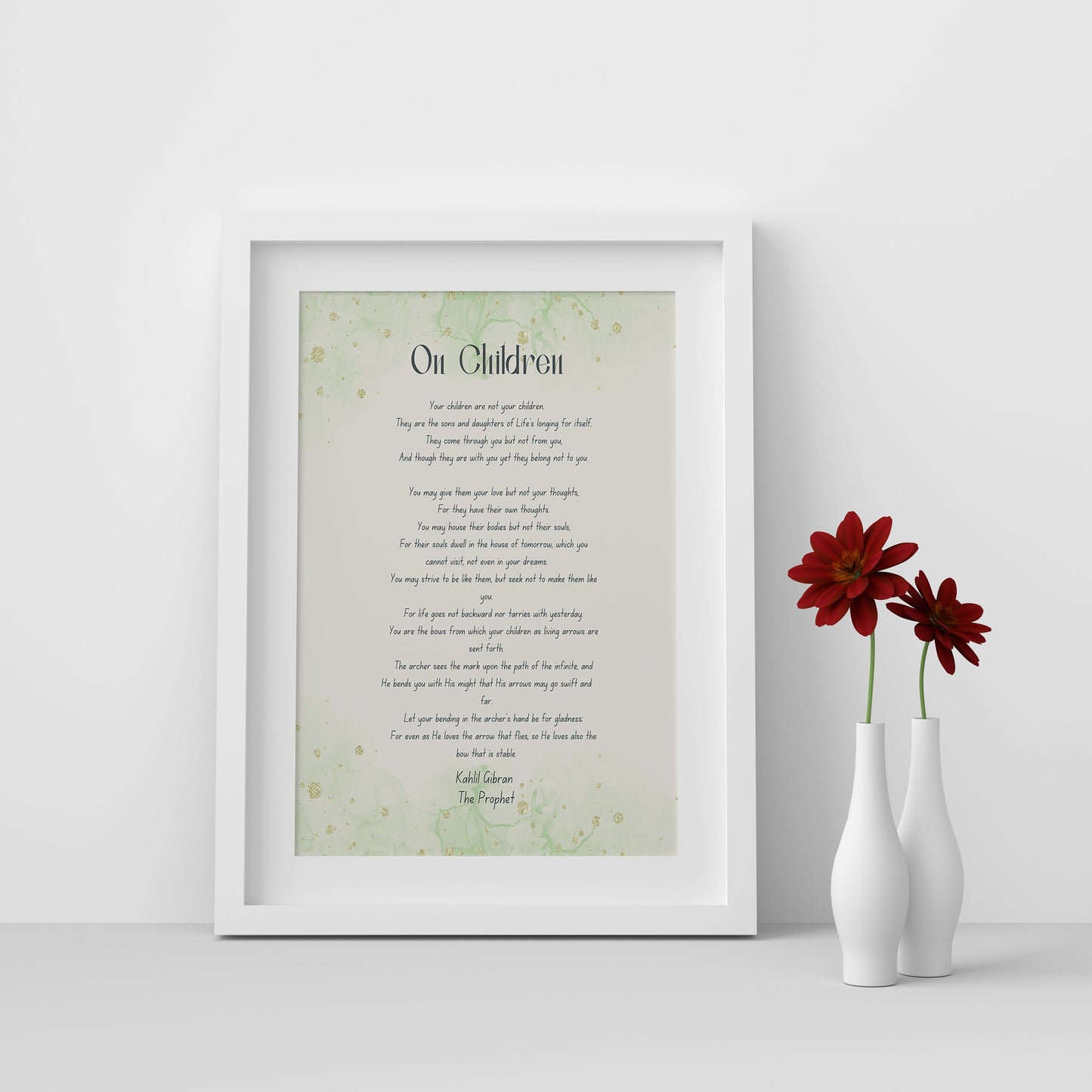 On Children Kahlil Gibran Wall Art Prints, Watercolour Poem Art for Wall Decor in Living Room or Bedroom