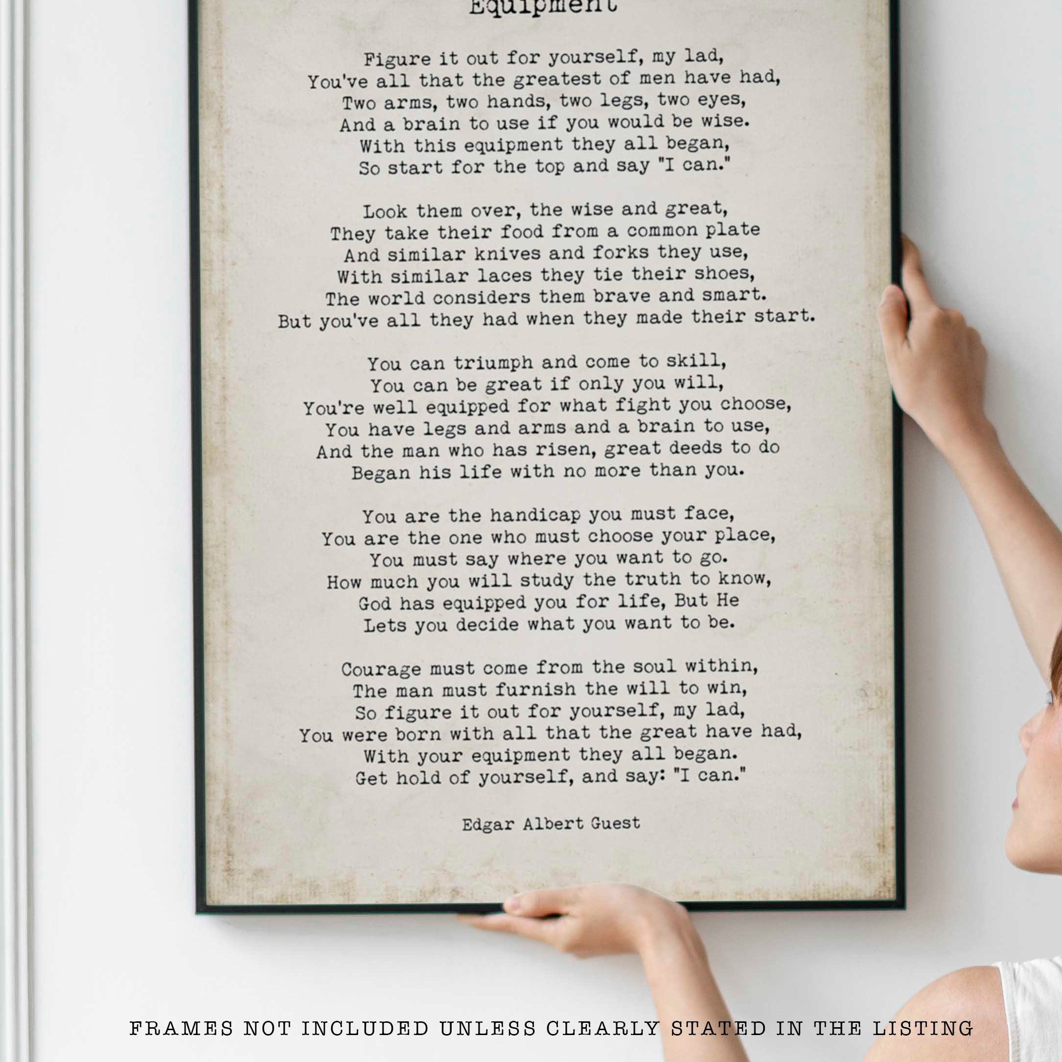 Equipment Poem by Edgar Albert Guest – Motivational Literary Print, Vintage Typewriter Style