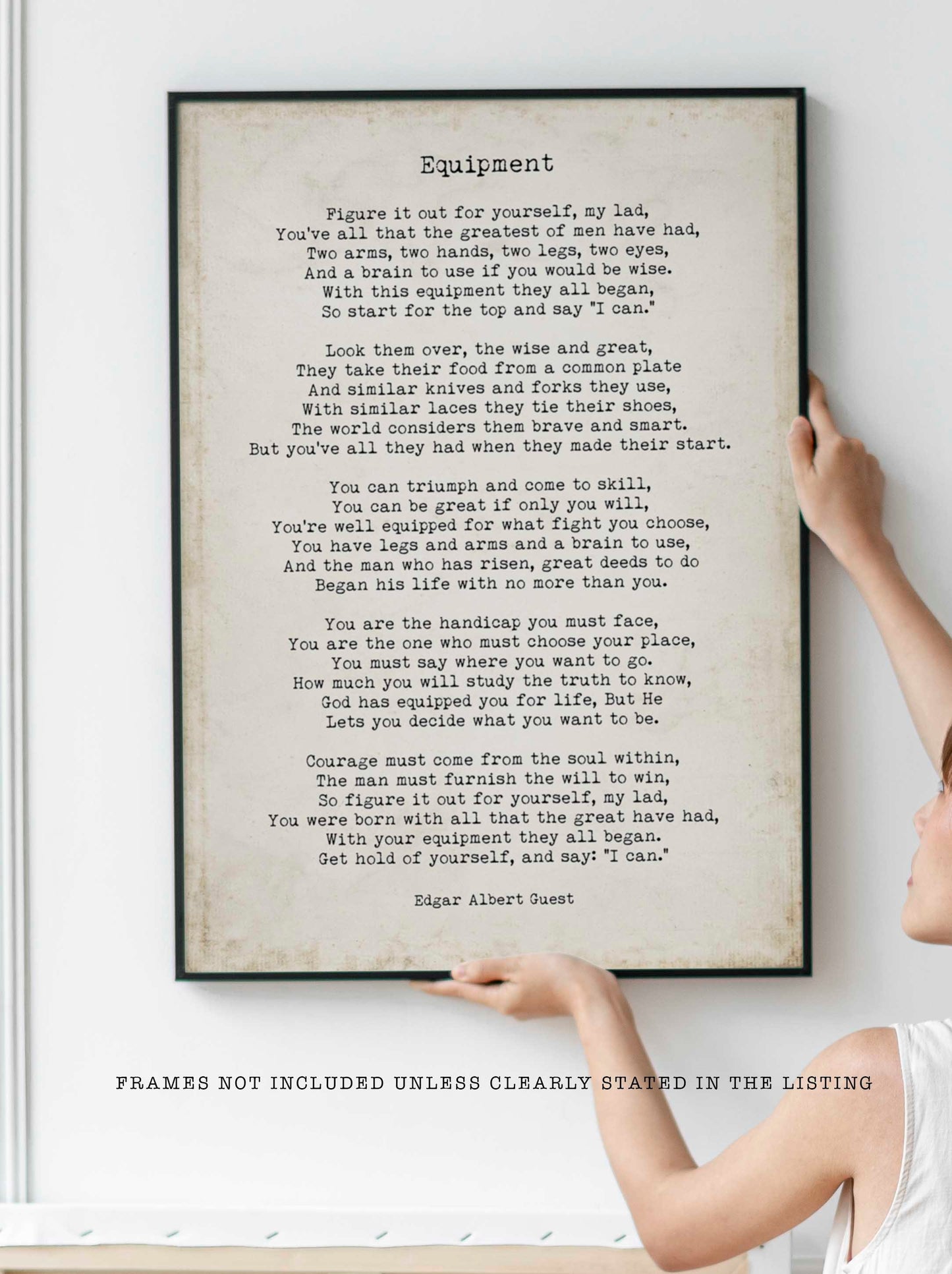 Equipment Poem by Edgar Albert Guest – Motivational Literary Print, Vintage Typewriter Style