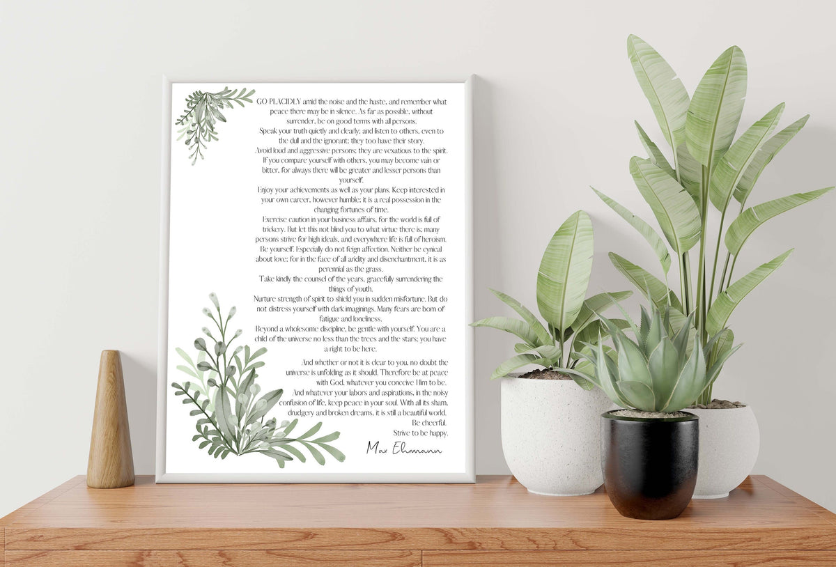 Desiderata Poem Print, Max Ehrmann Quote Wall Art
