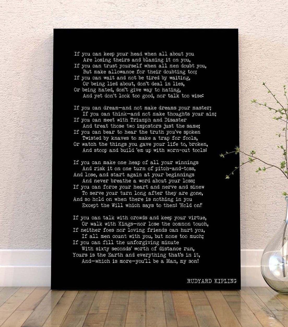 IF by Kipling Poem Canvas Art Print, Rudyard Kipling Poetry Art Print
