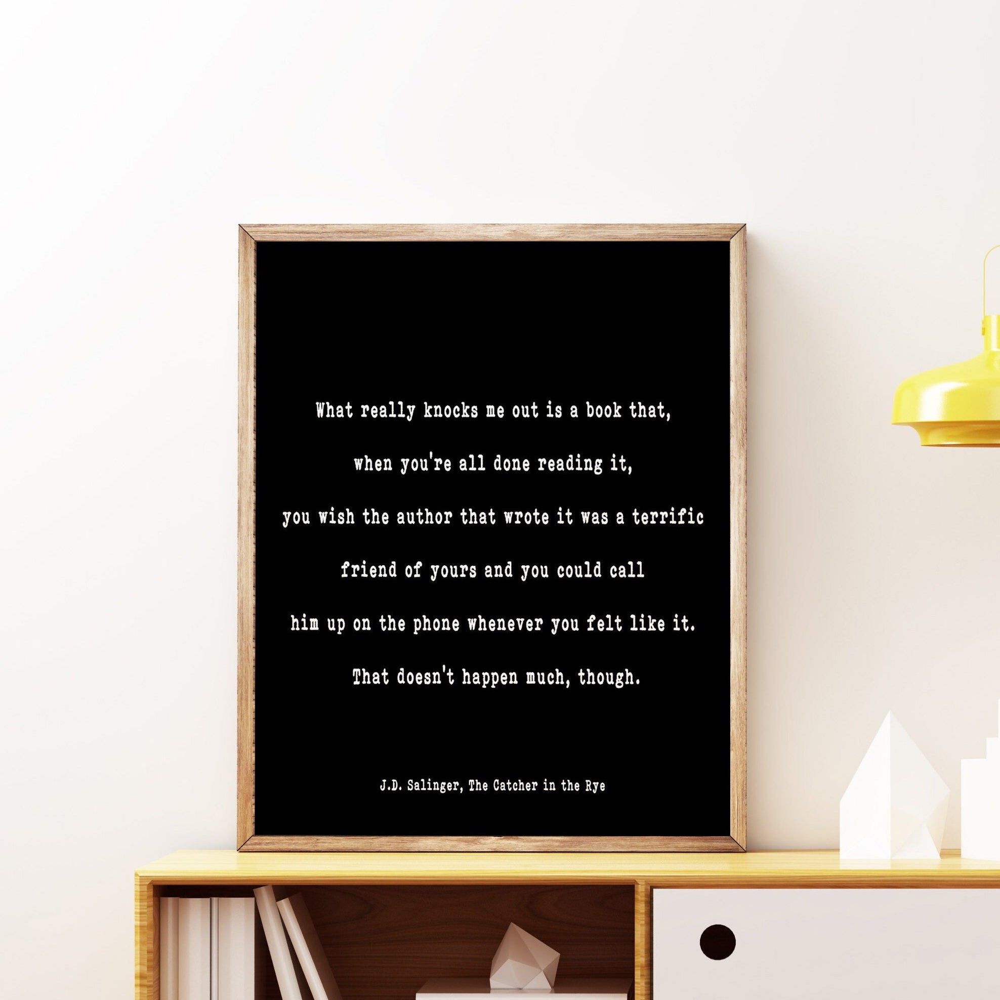 Catcher in the Rye J D Salinger Quote Print, Minimalist Wall Decor Black & White Wall Art Prints
