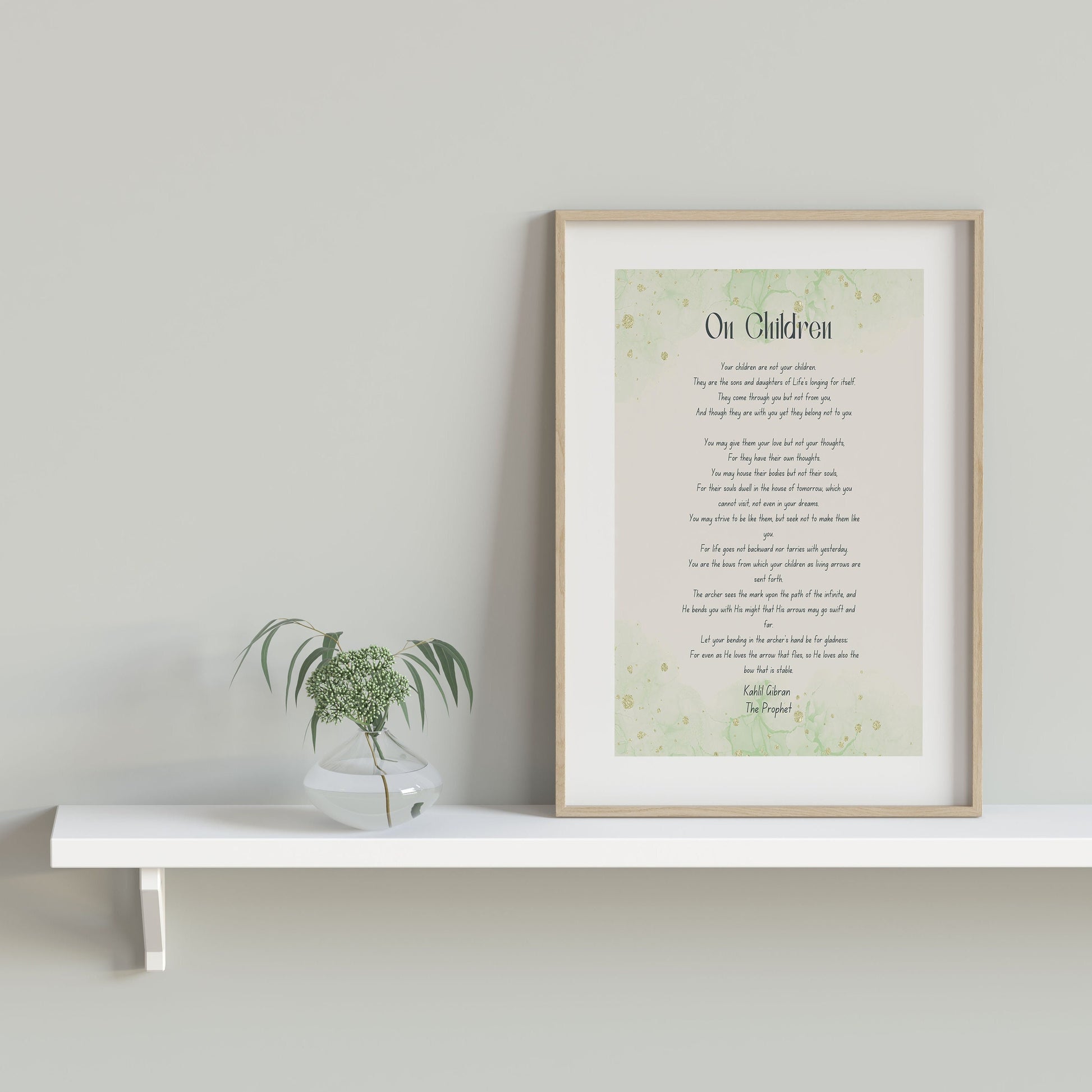 On Children Kahlil Gibran Wall Art Prints, Watercolour Poem Art for Wall Decor in Living Room or Bedroom