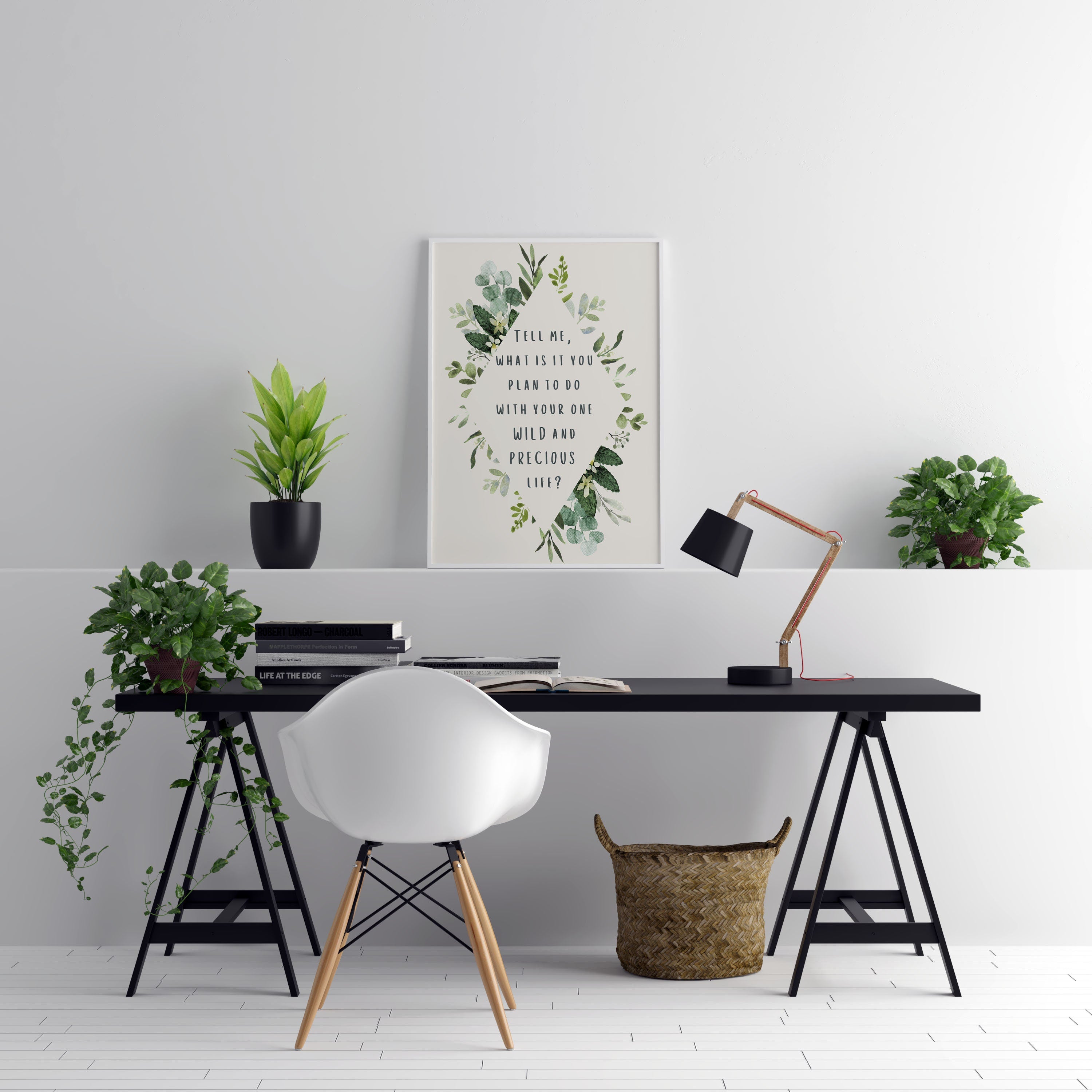 Mary Oliver Quote Print – “One Wild and Precious Life” Literary Wall Art