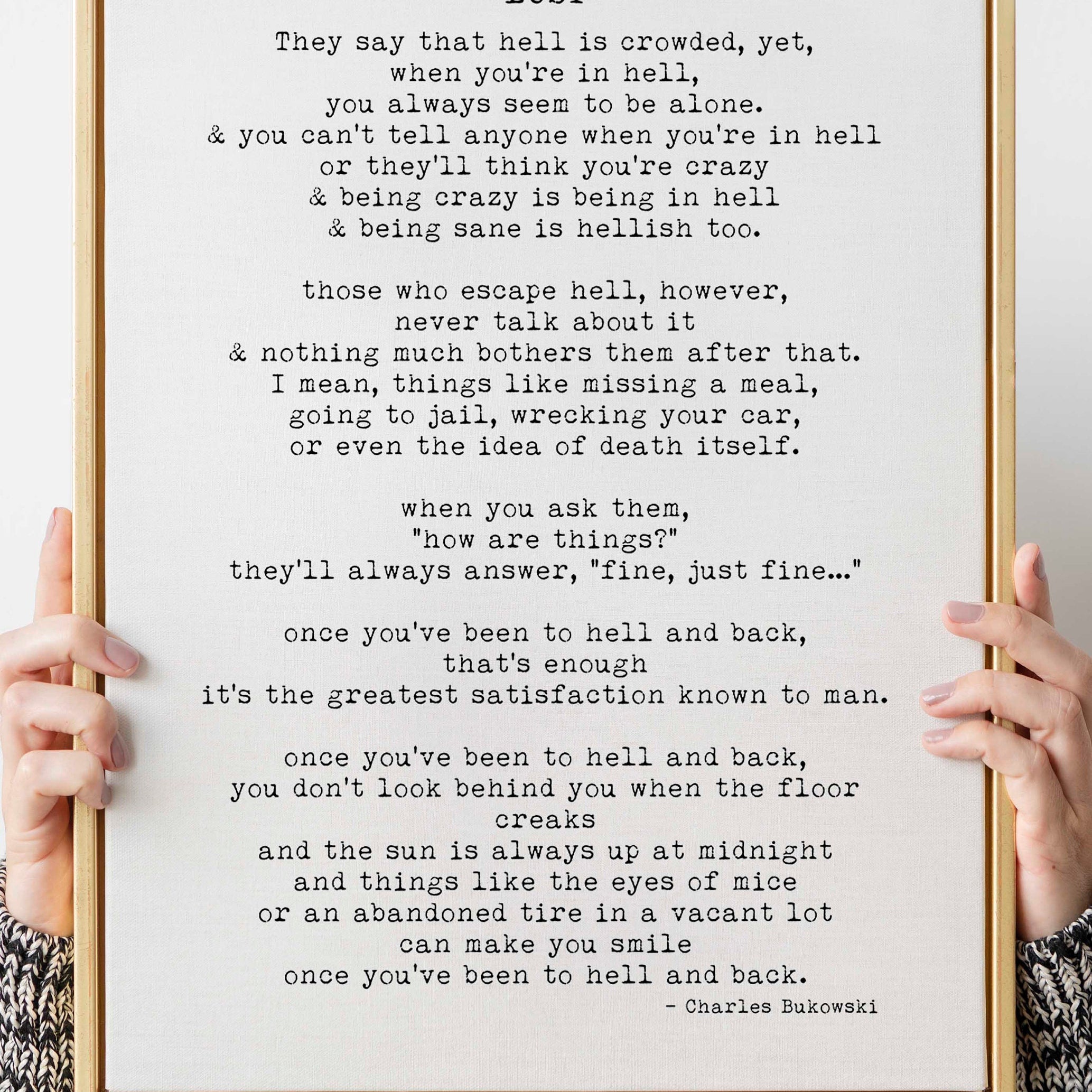 Charles Bukowski Poem Print – “Lost” Literary Wall Art, Minimalist Typewriter Style