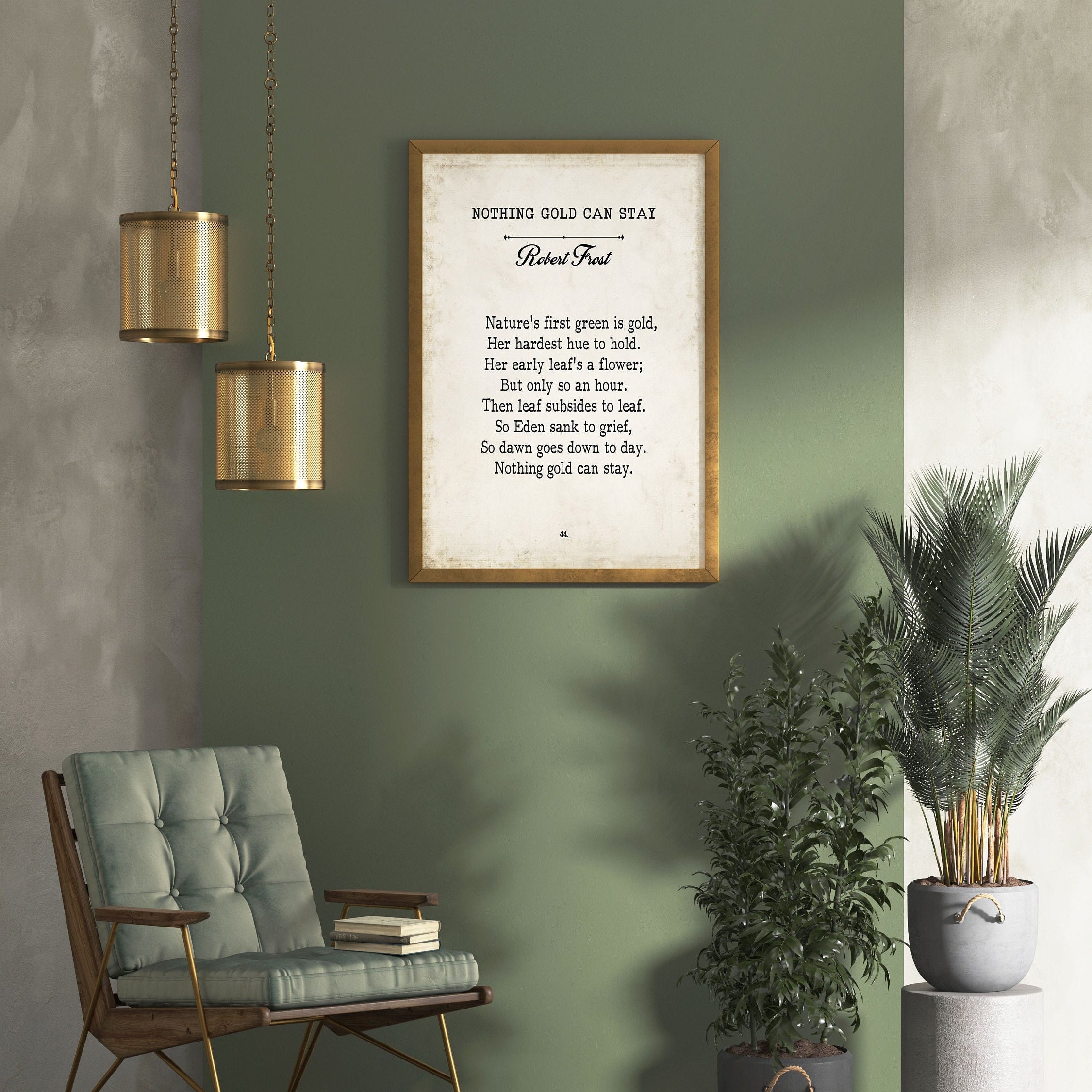 Nothing Gold Can Stay Robert Frost Poem Wall Art Print Vintage Book Page Style Art for Living Room Wall Art, Unframed Poetry Wall Decor