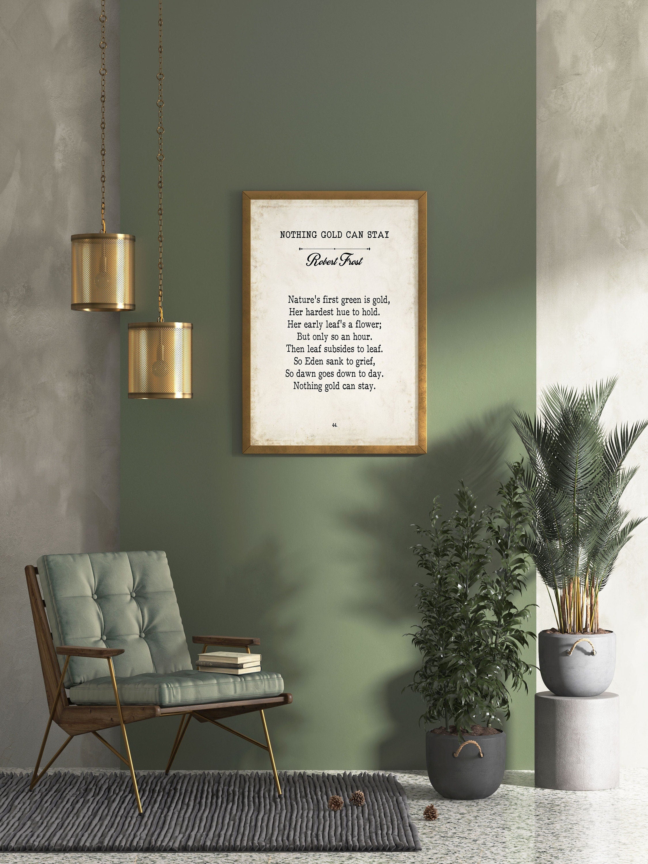 Nothing Gold Can Stay Robert Frost Poem Wall Art Print Vintage Book Page Style Art for Living Room Wall Art, Unframed Poetry Wall Decor