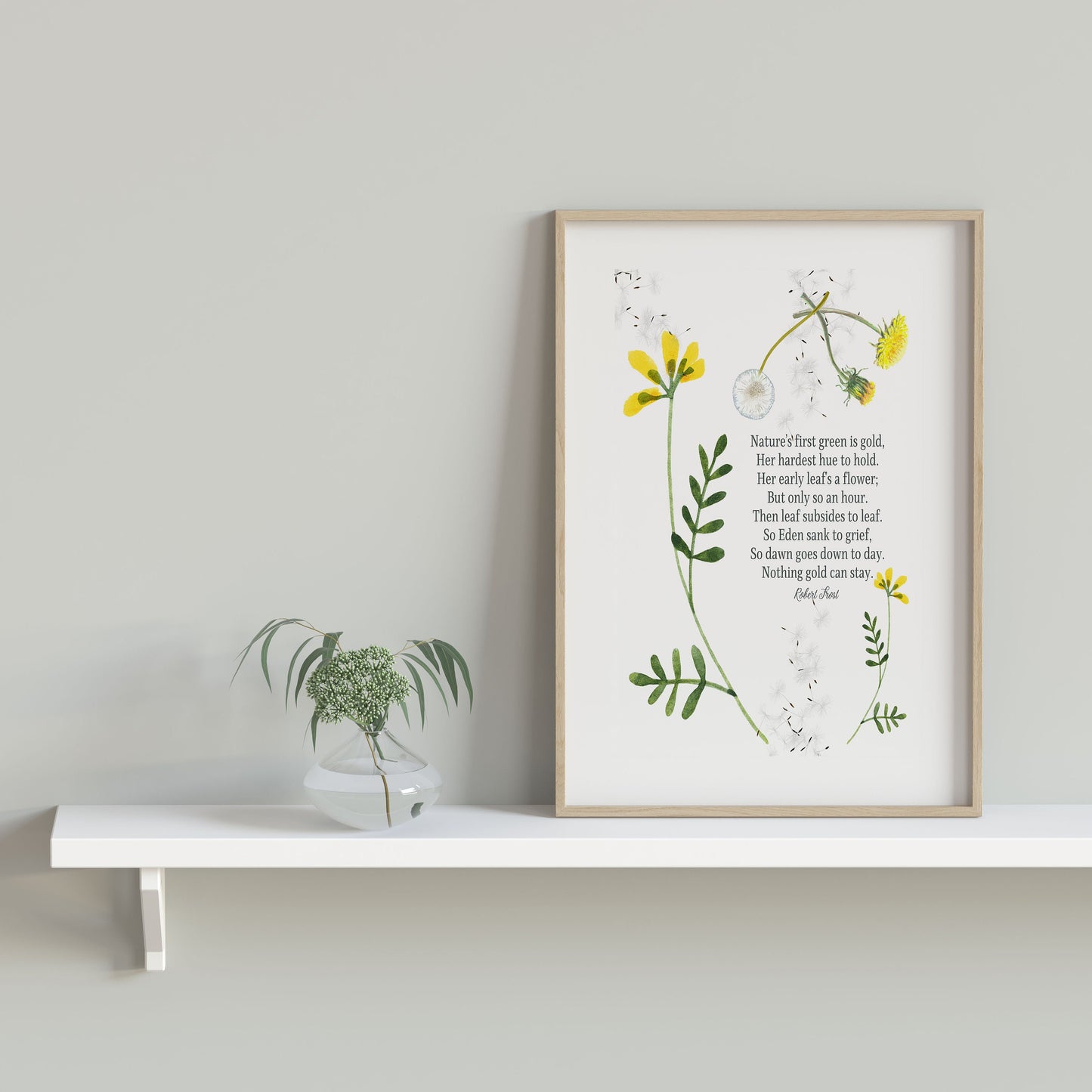 Robert Frost Print – Nothing Gold Stay – Nature Quote Art – Framed or Unframed