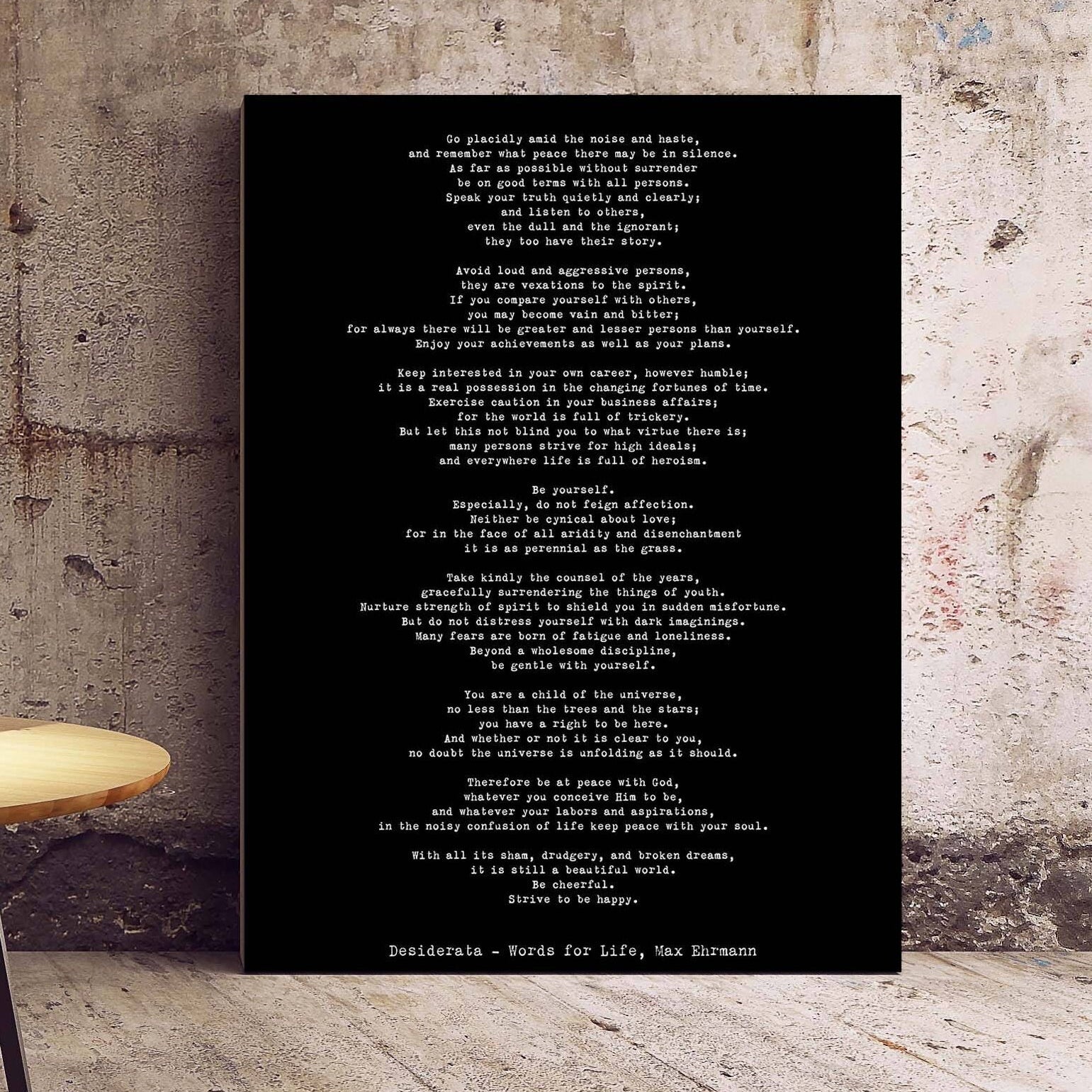 Desiderata Canvas Art, Max Ehrmann Black & White Inspirational Canvas Wall Art Prints