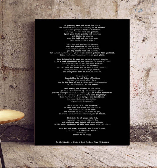 Desiderata Print Canvas Wall Quote – Max Ehrmann Bespoke Wall Decor