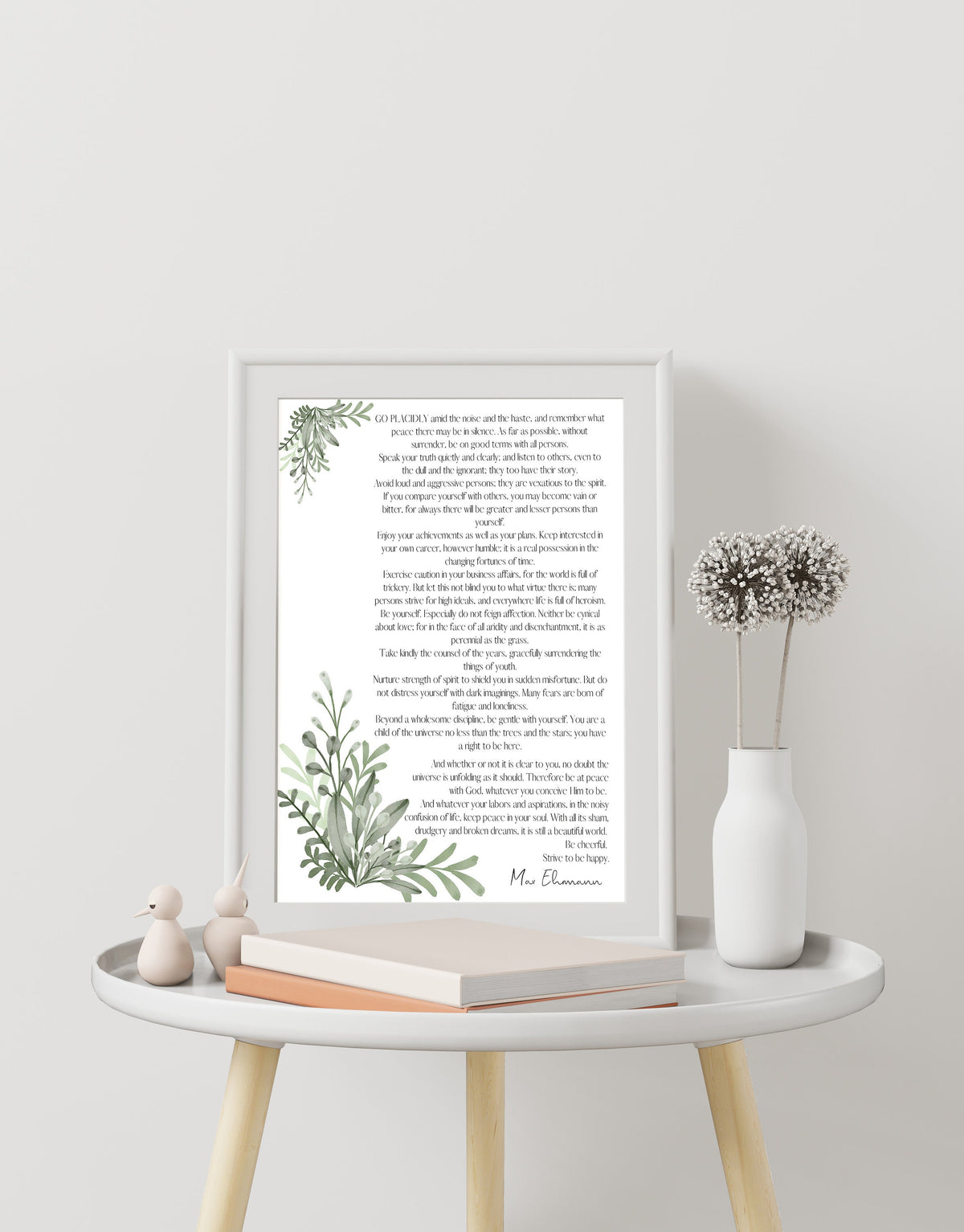 Desiderata Poem Print, Max Ehrmann Quote Wall Art