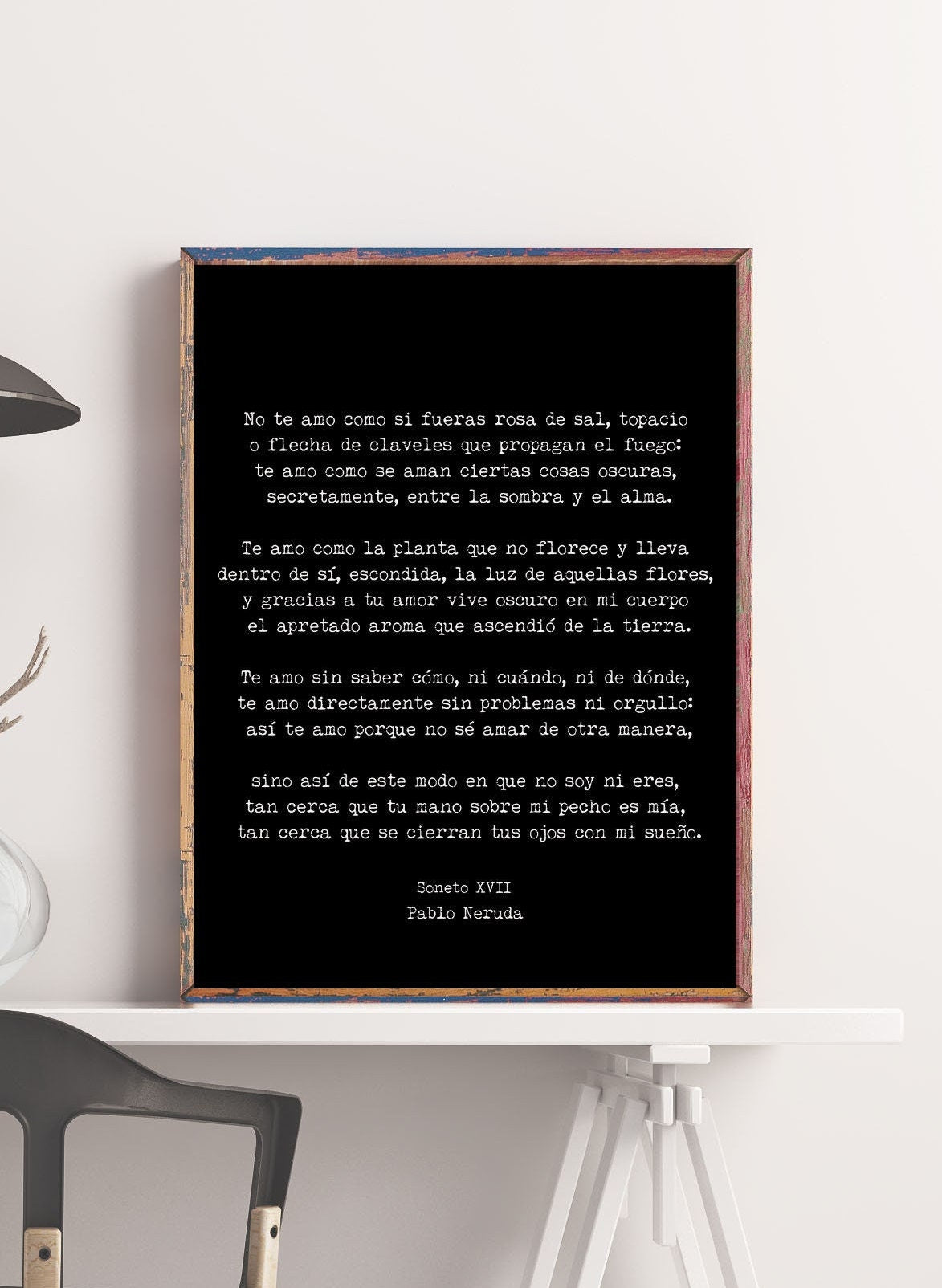 Spanish Pablo Neruda Love Verse Print, Love Poem Print