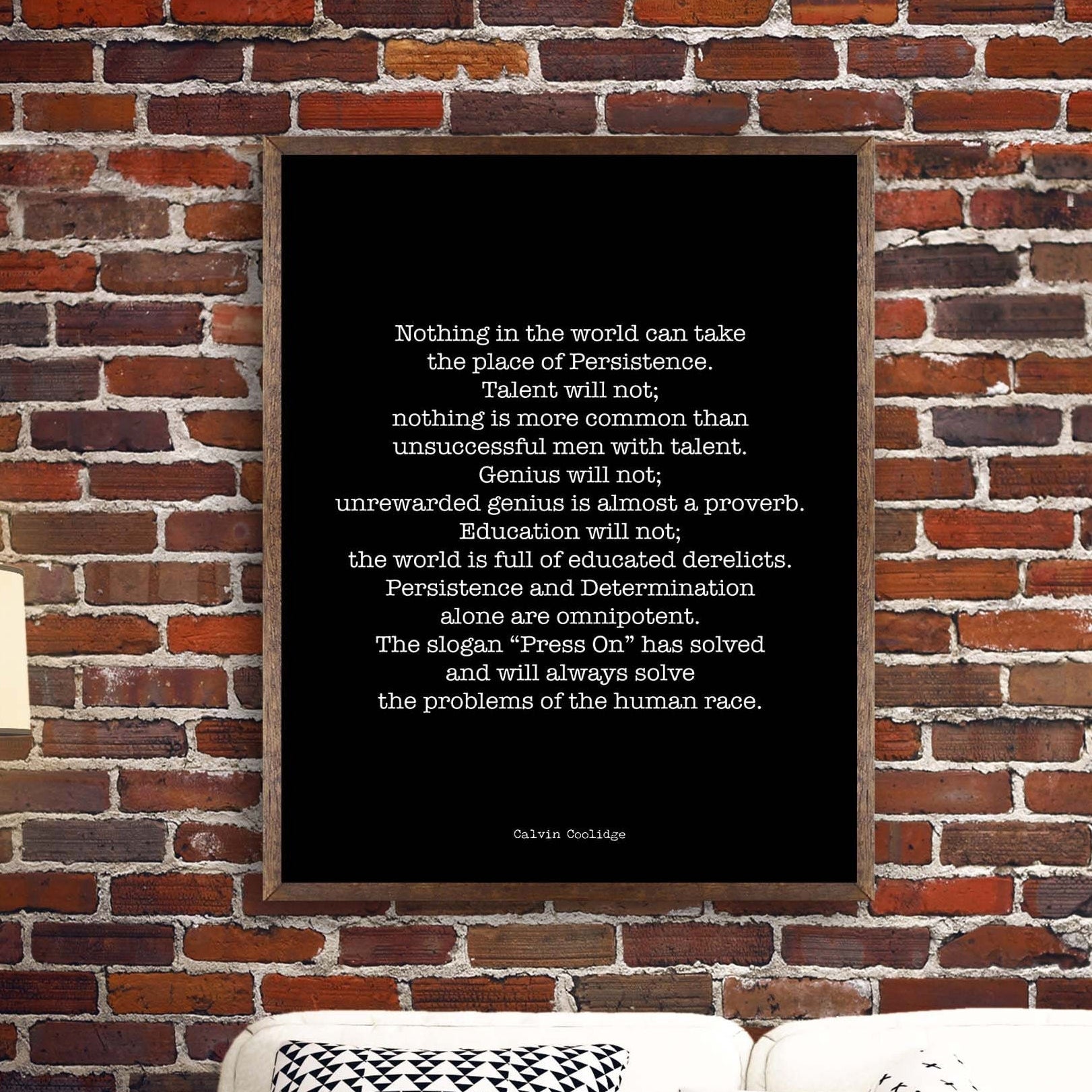Calvin Coolidge Presidential Quote Print, Persistence Inspirational Home or Office Art
