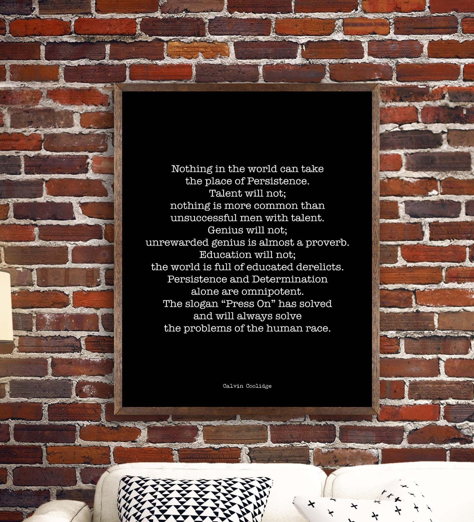 Calvin Coolidge Presidential Quote Print, Persistence Inspirational Home or Office Art