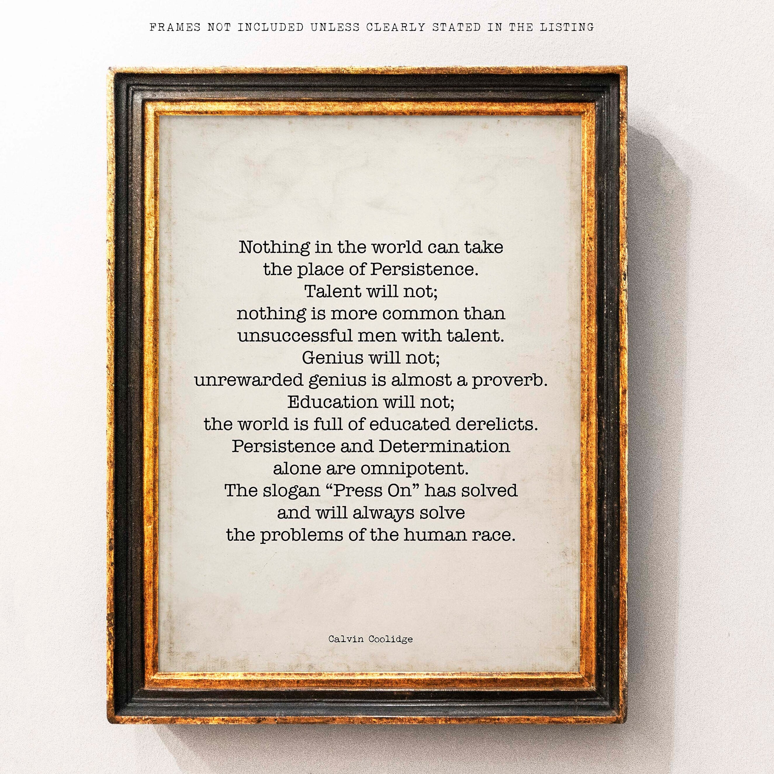 Calvin Coolidge Presidential Quote Print, Persistence Inspirational Home or Office Art