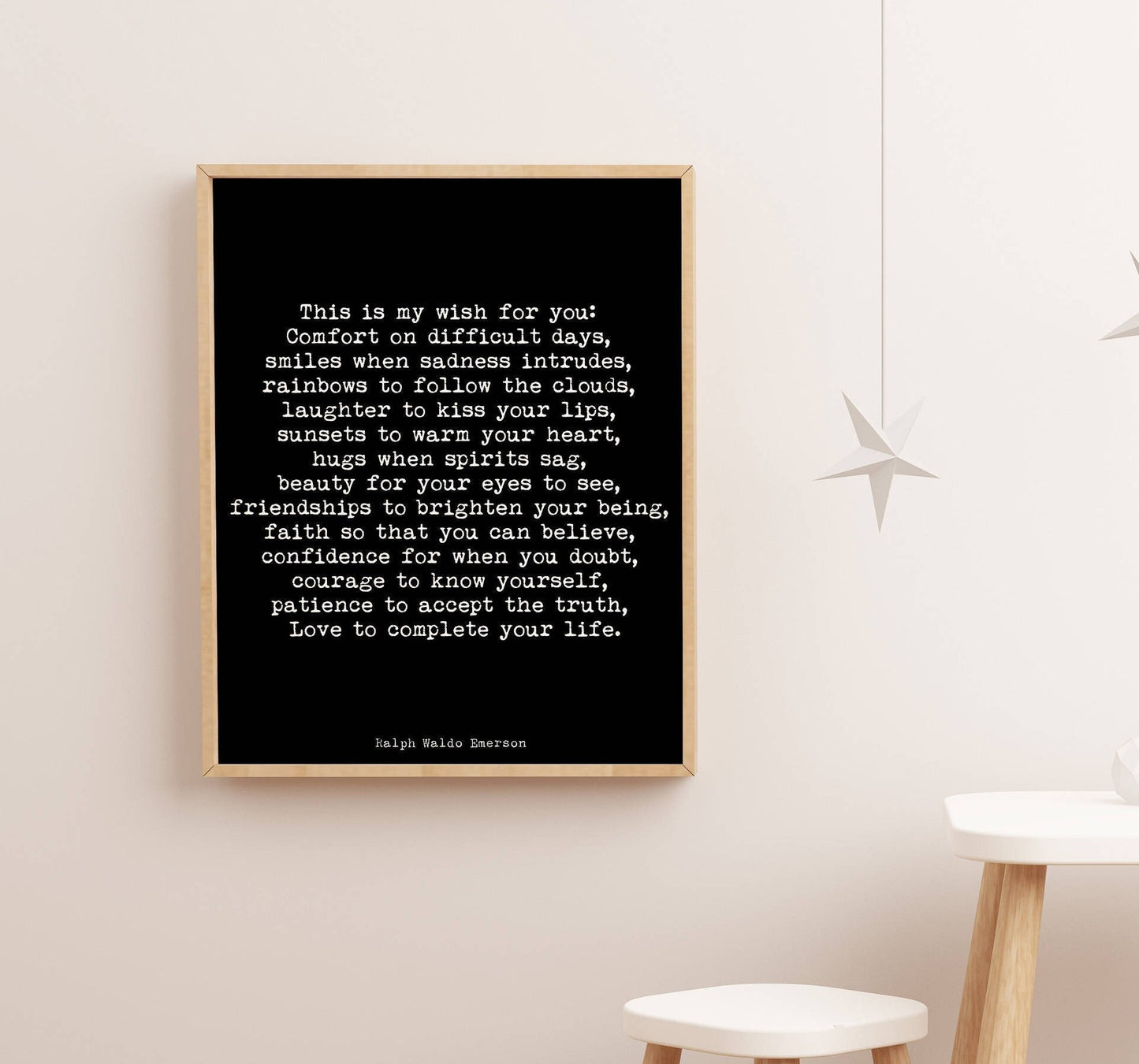 Ralph Waldo Emerson Quote Print My Wish For You Motivational Wallart Framed or Unframed