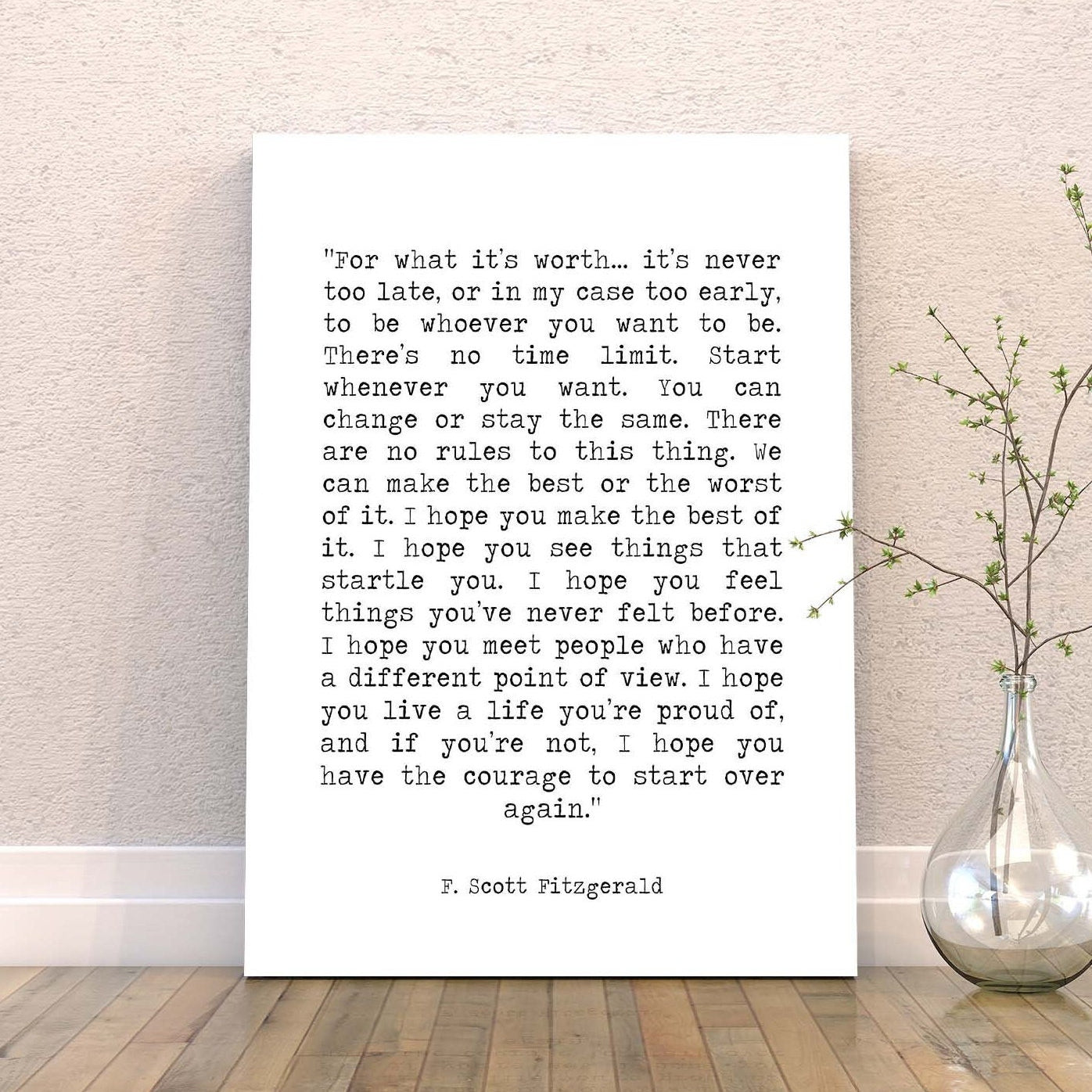 For What It's Worth Quote Canvas Art Print, F Scott Fitzgerald Art Print
