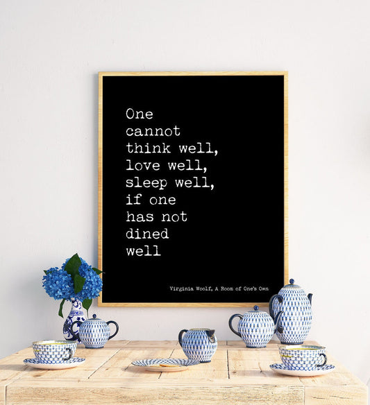 Virginia Woolf Quote Print – A Room of One’s Own Dined Well Poster – Literary Kitchen Wall Art – Typewriter Style