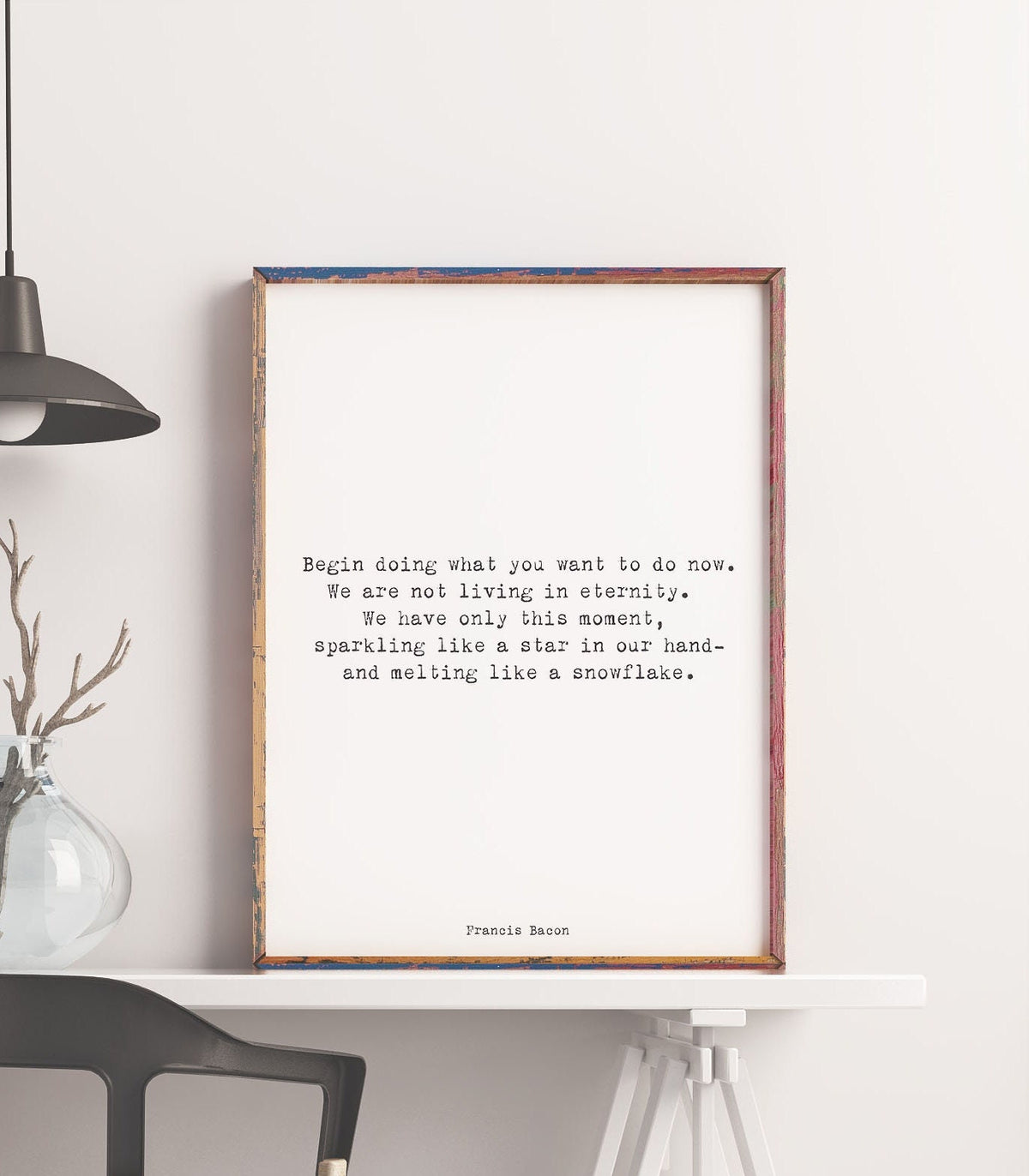Francis Bacon Life Quote Inspirational Print Gift, Typography Quote Print Black & White Unframed or Framed Art