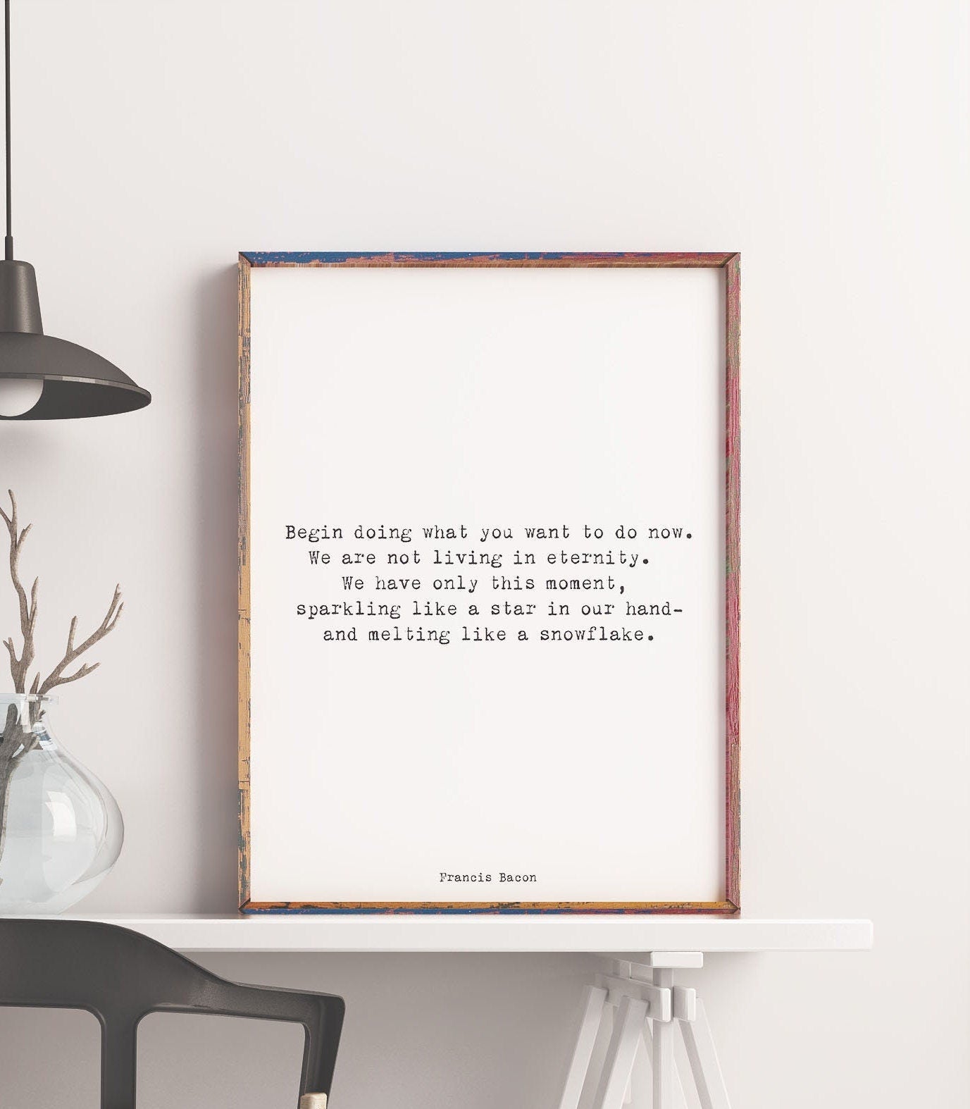 Francis Bacon Life Quote Inspirational Print Gift, Typography Quote Print Black & White Unframed or Framed Art