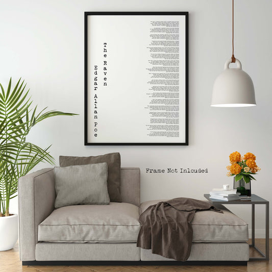 The Raven Edgar Allan Poe Poem Poster – Gothic Literature Wall Art Print, Full Text
