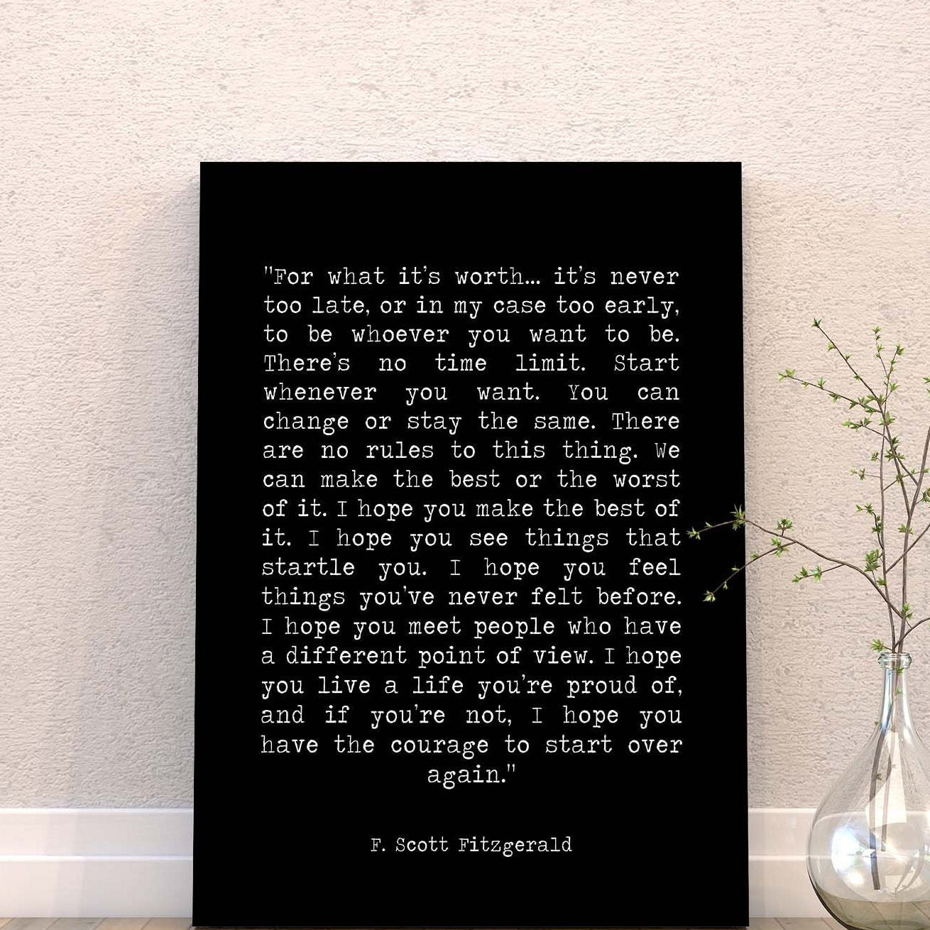 For What It's Worth Quote Canvas Art Print, F Scott Fitzgerald Art Print