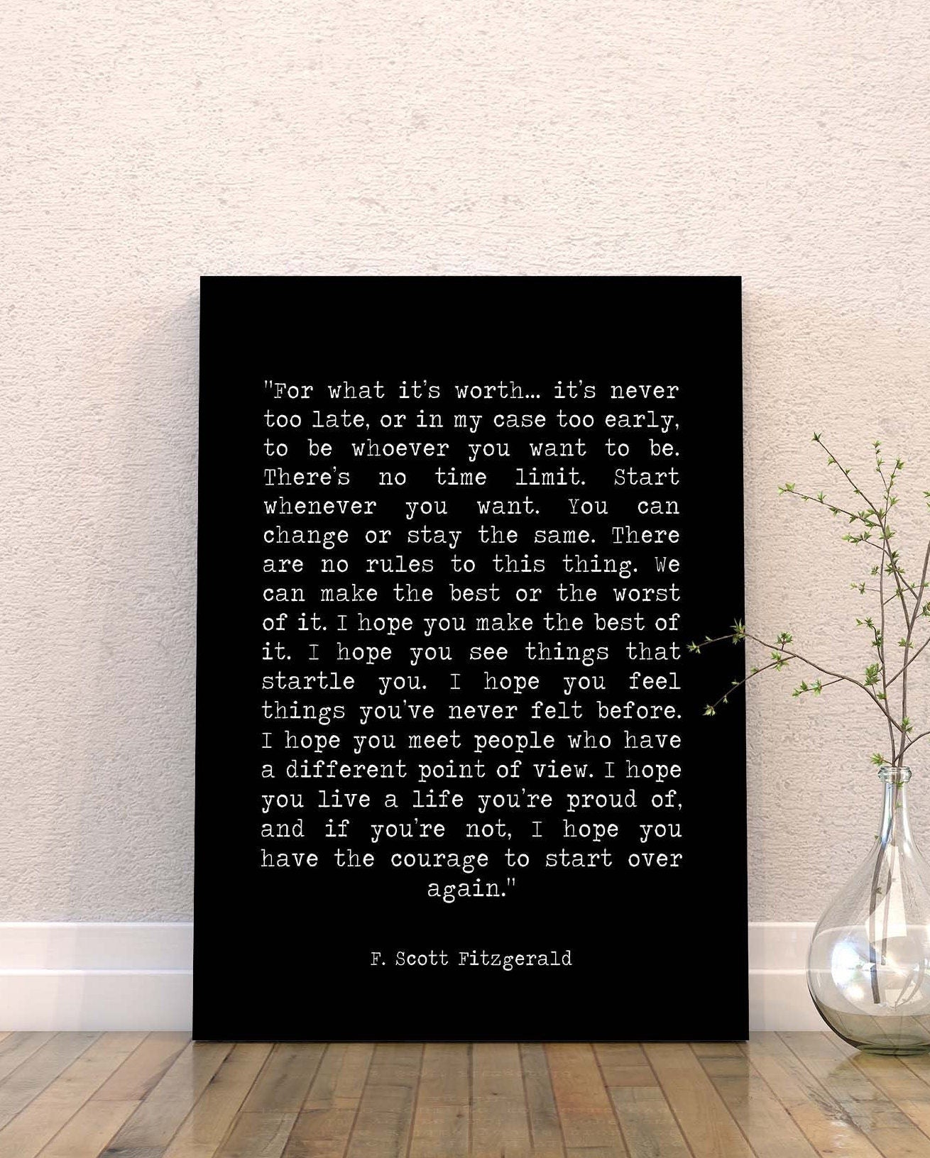 For What It's Worth Quote Canvas Art Print, F Scott Fitzgerald Art Print