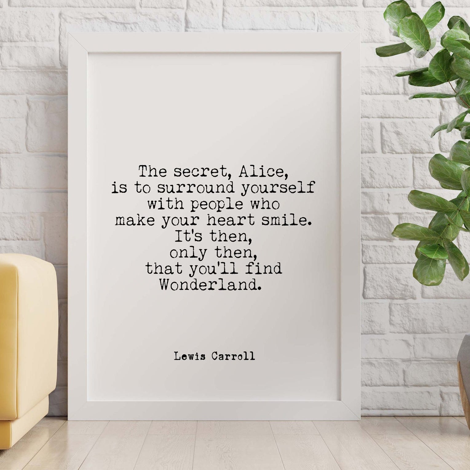 Lewis Carroll Quote Print Wonderland Wall Art Minimalist Literary Typography Framed or Unframed