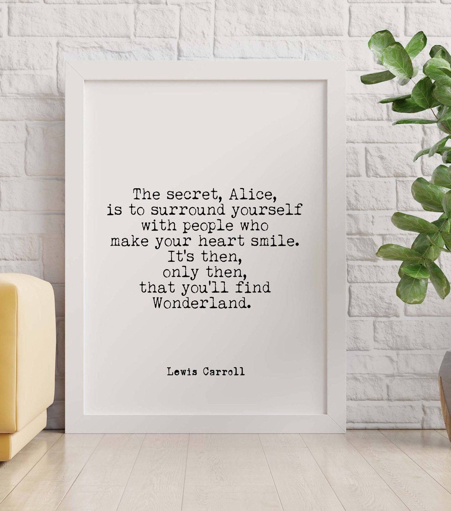 Lewis Carroll Quote Print Wonderland Wall Art Minimalist Literary Typography Framed or Unframed