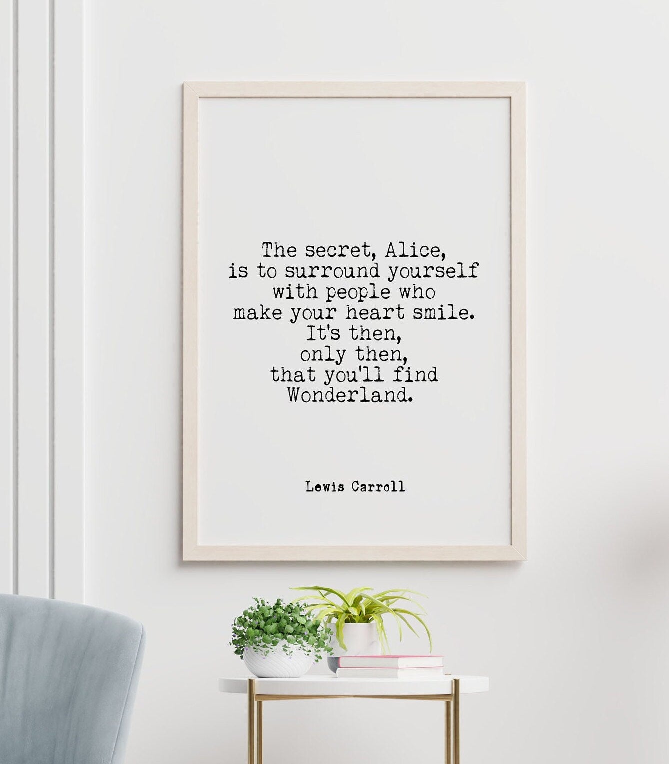 Lewis Carroll Quote Print Wonderland Wall Art Minimalist Literary Typography Framed or Unframed