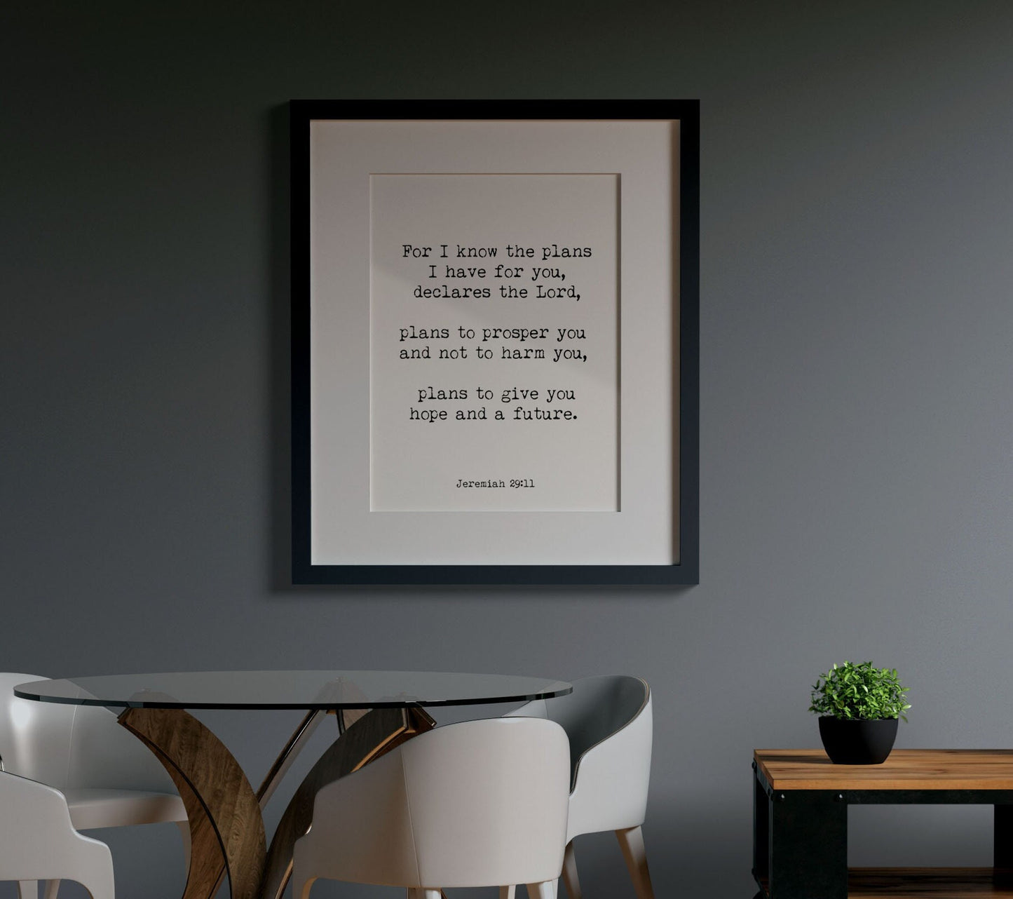 Give you Hope and a Future Jeremiah 29:11 Bible Verse Print, Inspirational Gift Wall Art in Black & White