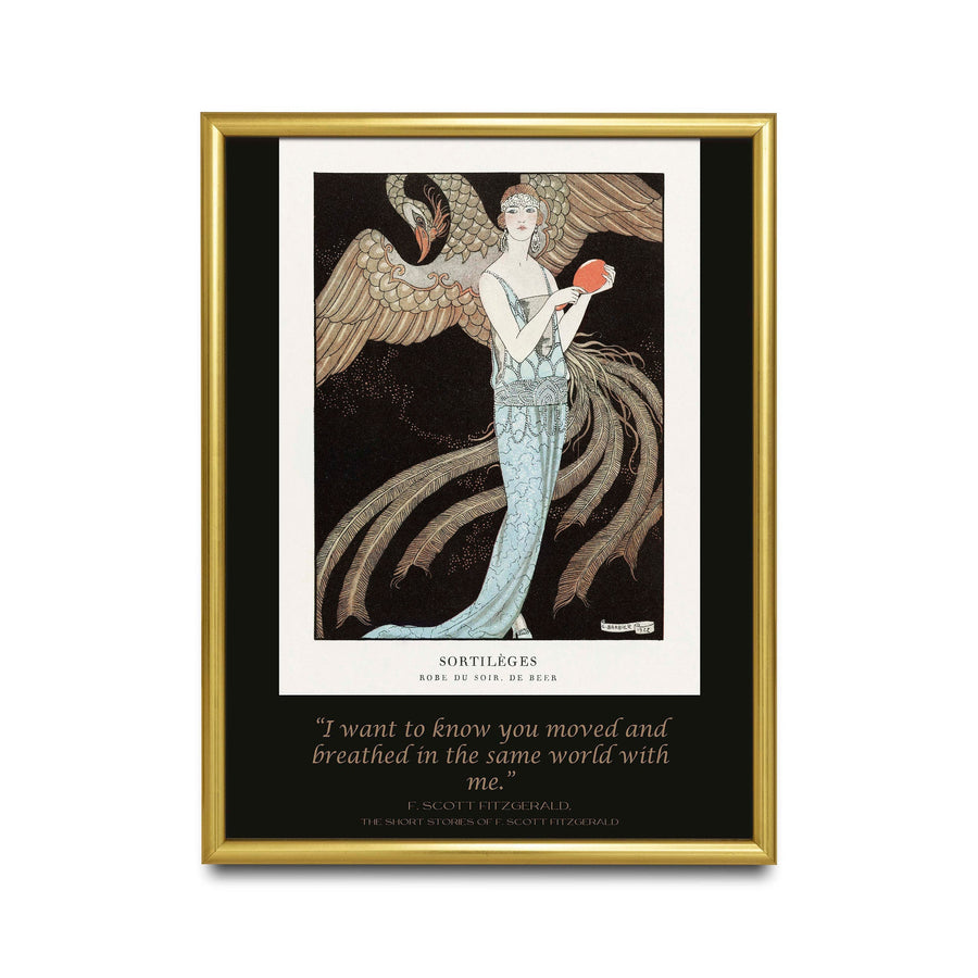 Moved And Breathed In The Same World F Scott Fitzgerald Quote Romantic Art, Fine Art Prints - Art Deco French Fashion Illustration 1920s