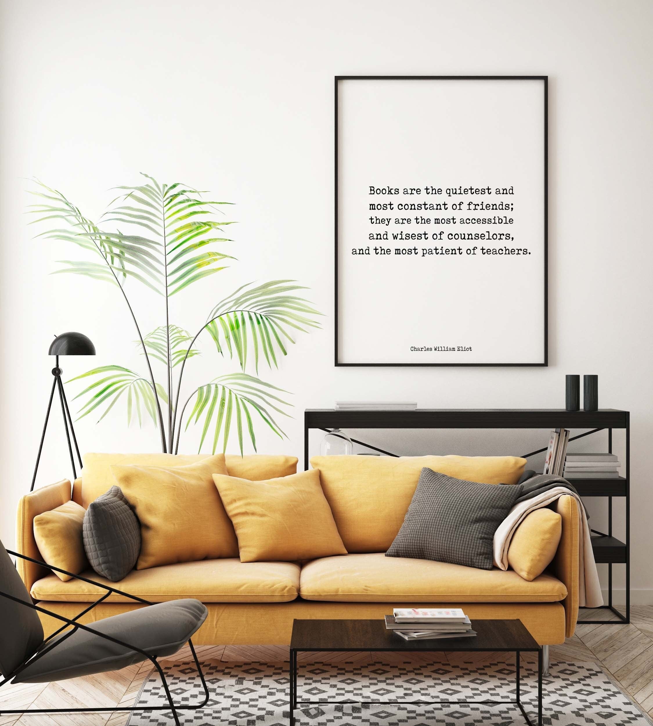Books Are the Quietest of Friends Quote Print, Charles William Eliot