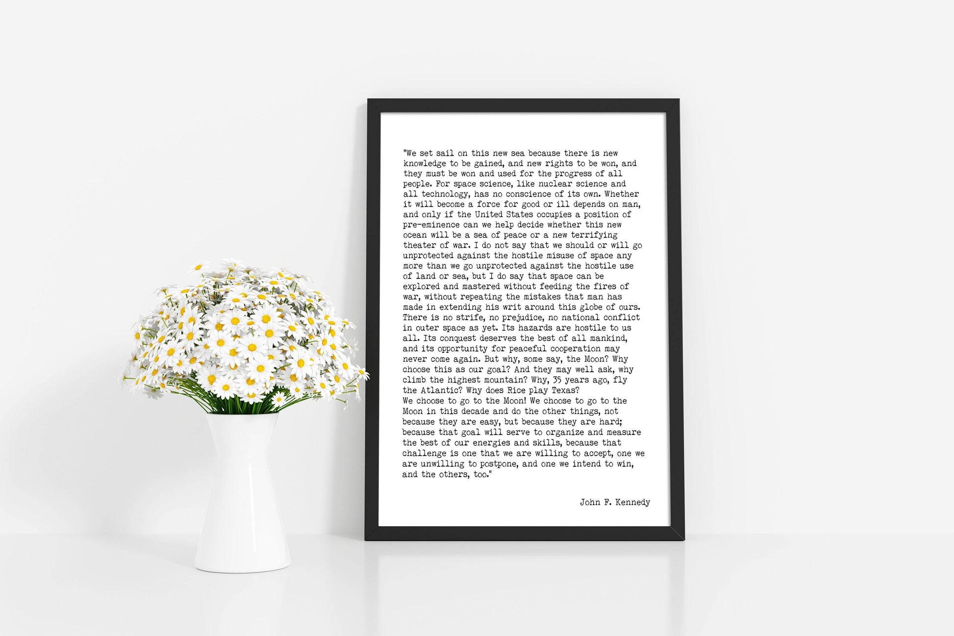 John F. Kennedy Quote Print, We Choose To Go To The Moon Inspirational Art