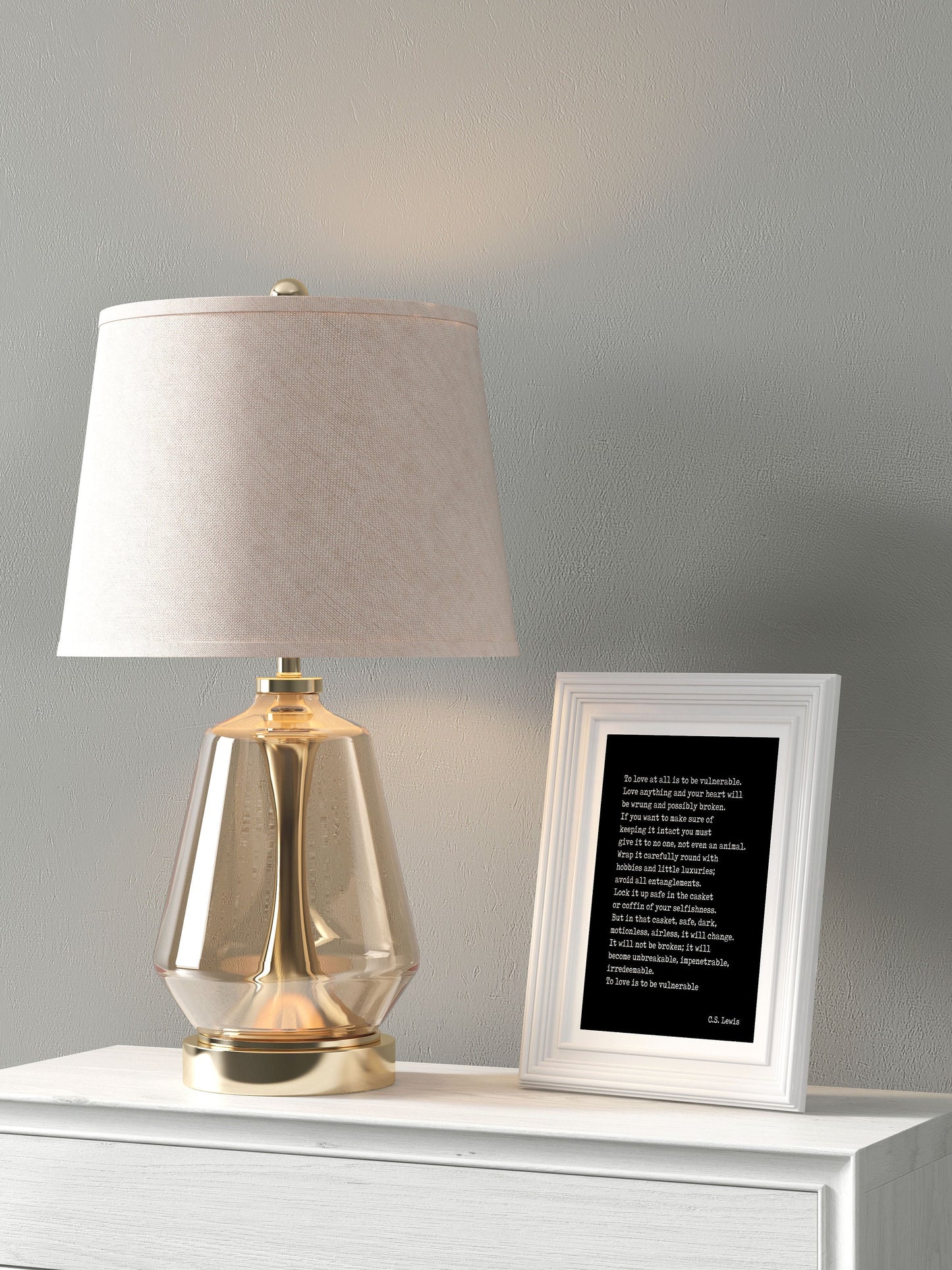 To Love Is To Be Inspirational C.S. Lewis Literary Quote Print, Unframed and Framed Art Bedroom Decor