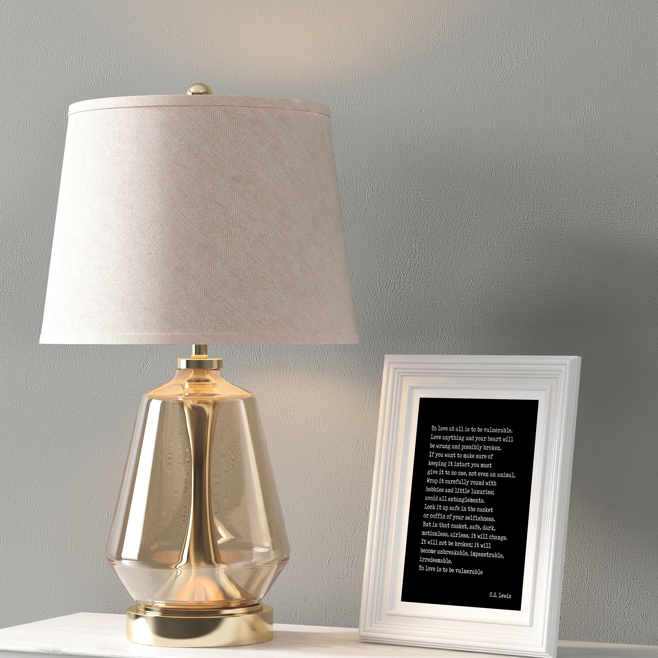 To Love Is To Be Inspirational C.S. Lewis Literary Quote Print, Unframed and Framed Art Bedroom Decor