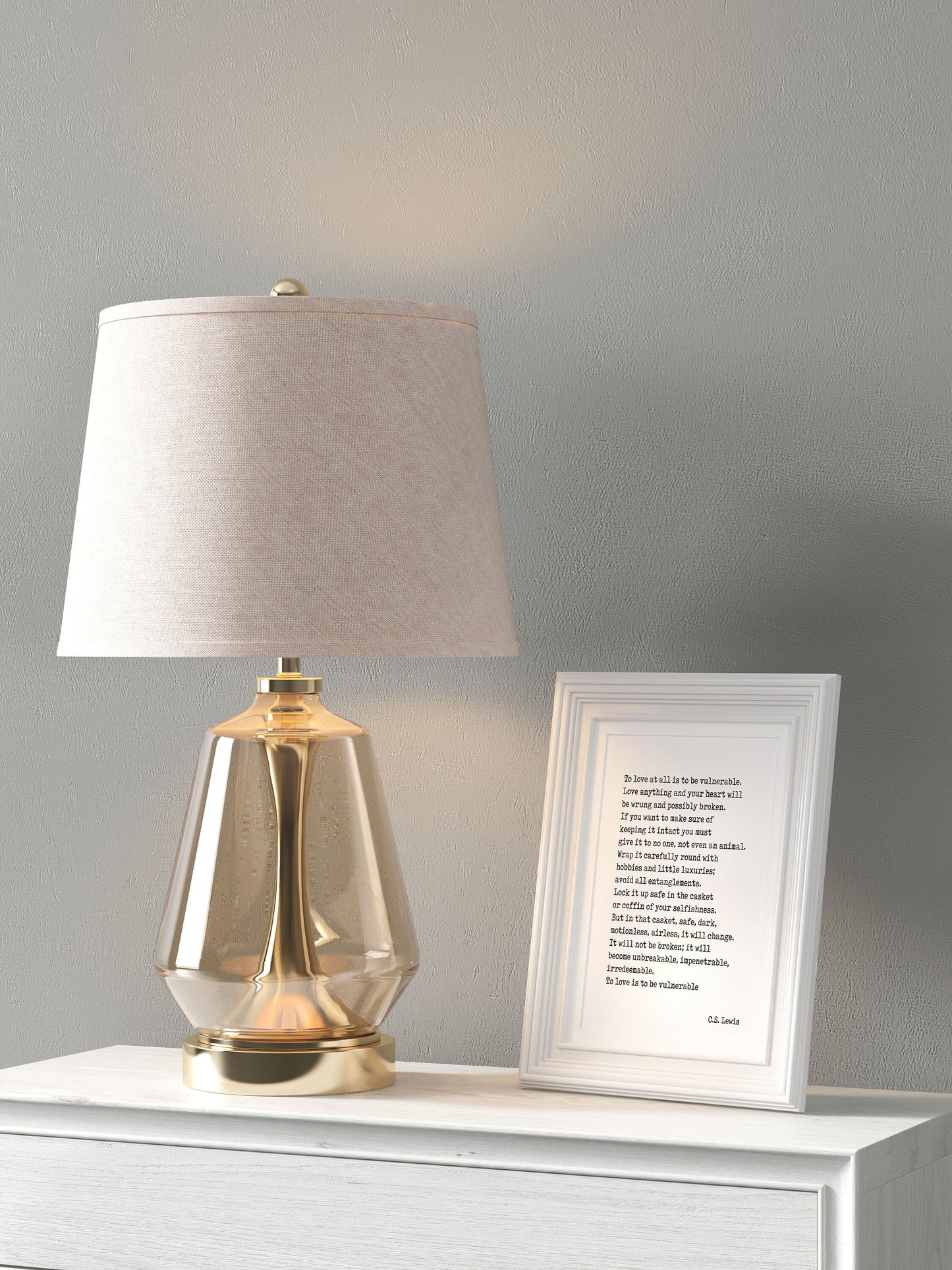 To Love Is To Be Inspirational C.S. Lewis Literary Quote Print, Unframed and Framed Art Bedroom Decor