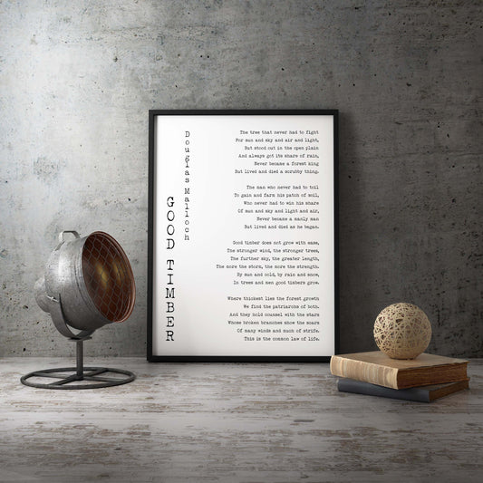 Good Timber FRAMED Wall Art Poem Print for Mormon LDS Gift FRAMED Wall Art Prints, Inspirational Quote Black & White Wall Decor