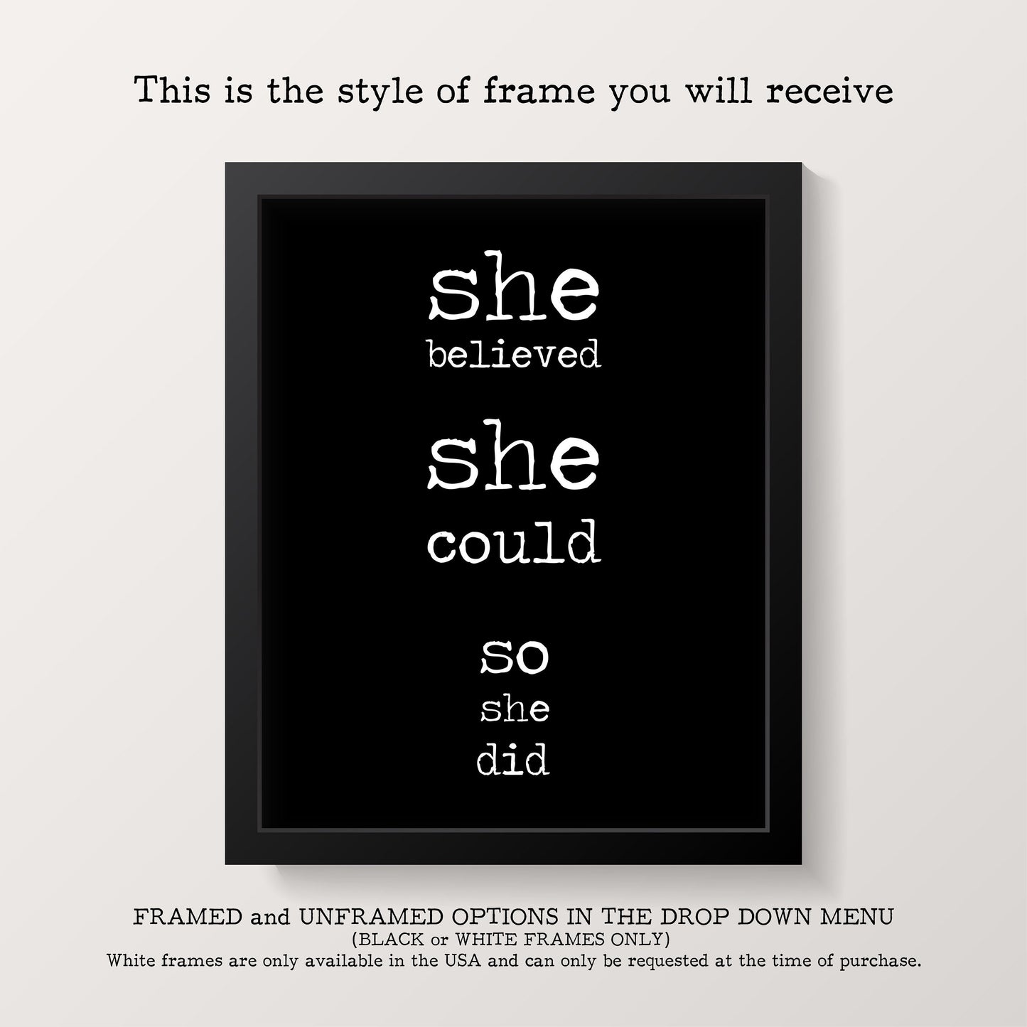 She Believed She Could So She Did Print, Daily Motivation Wall Art Decor