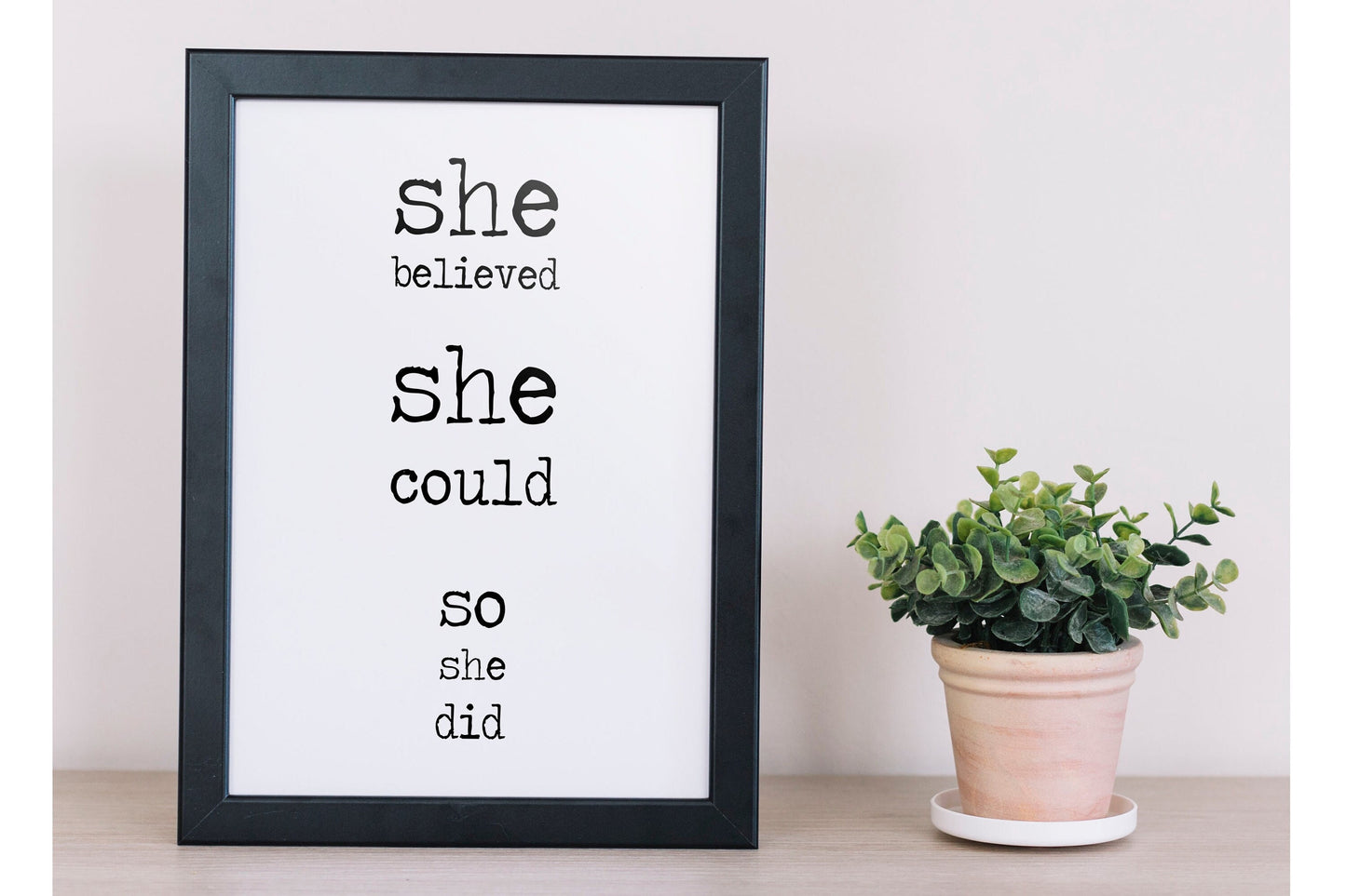 She Believed She Could So She Did Print, Daily Motivation Wall Art Decor