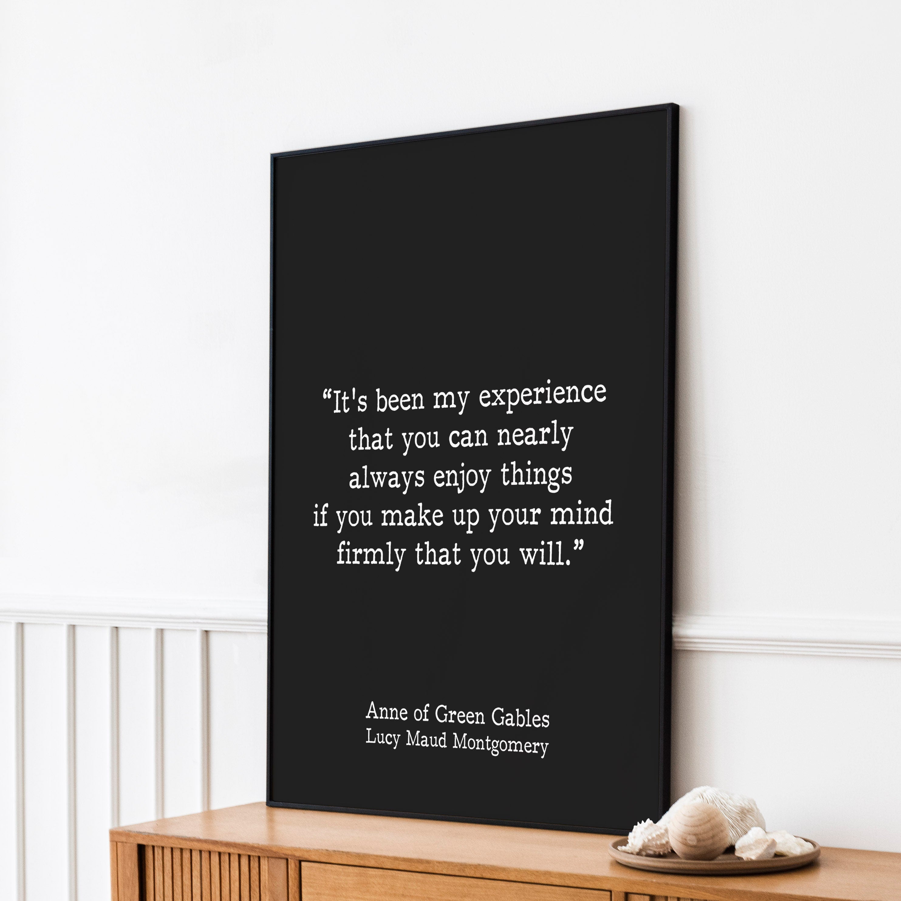 Anne of Green Gables Inspirational Print, LM Montgomery Literary Art in Vintage Style Framed Unframed