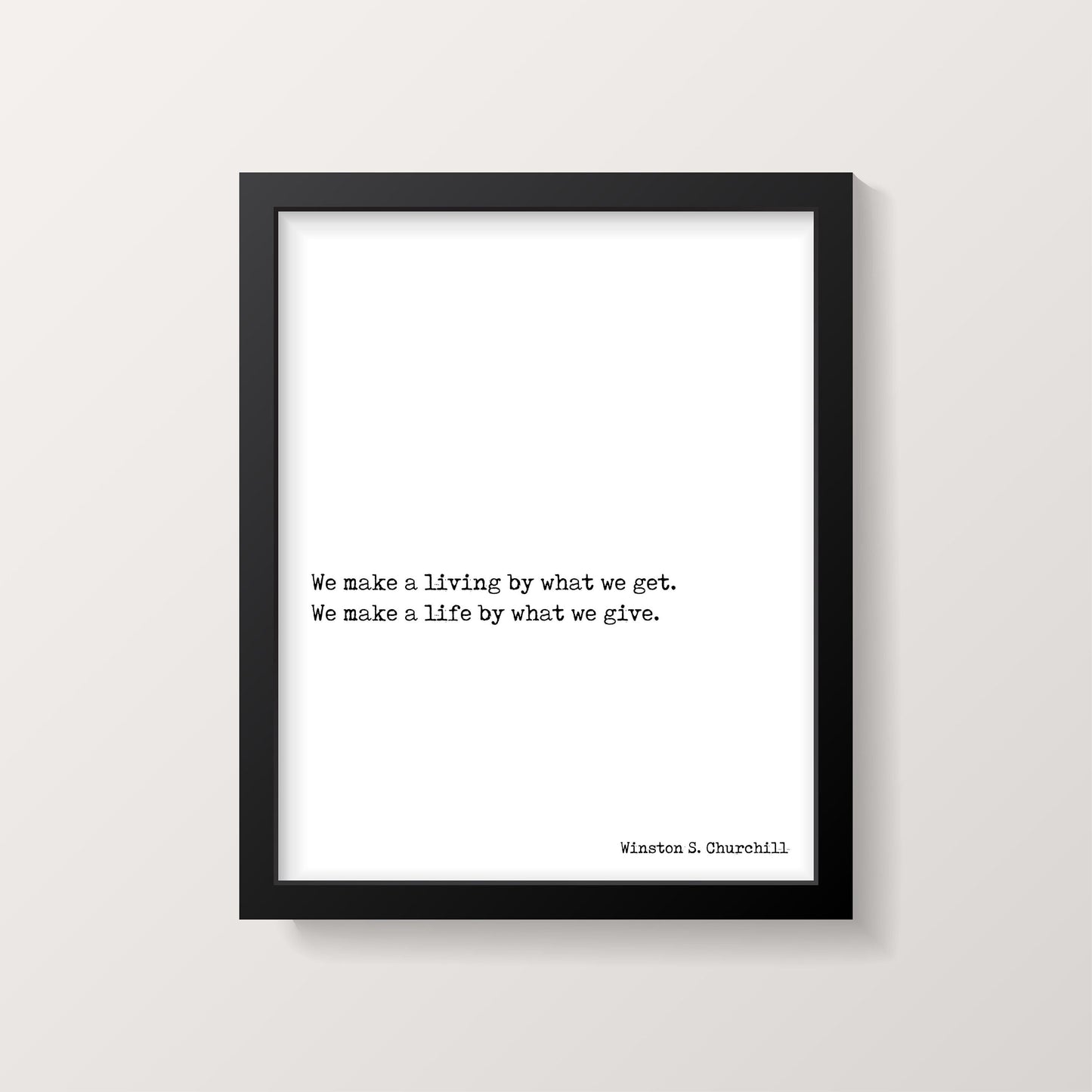 Winston Churchill Life Quote Modern Minimalist Art Inspirational Print, Black & White Office Decor