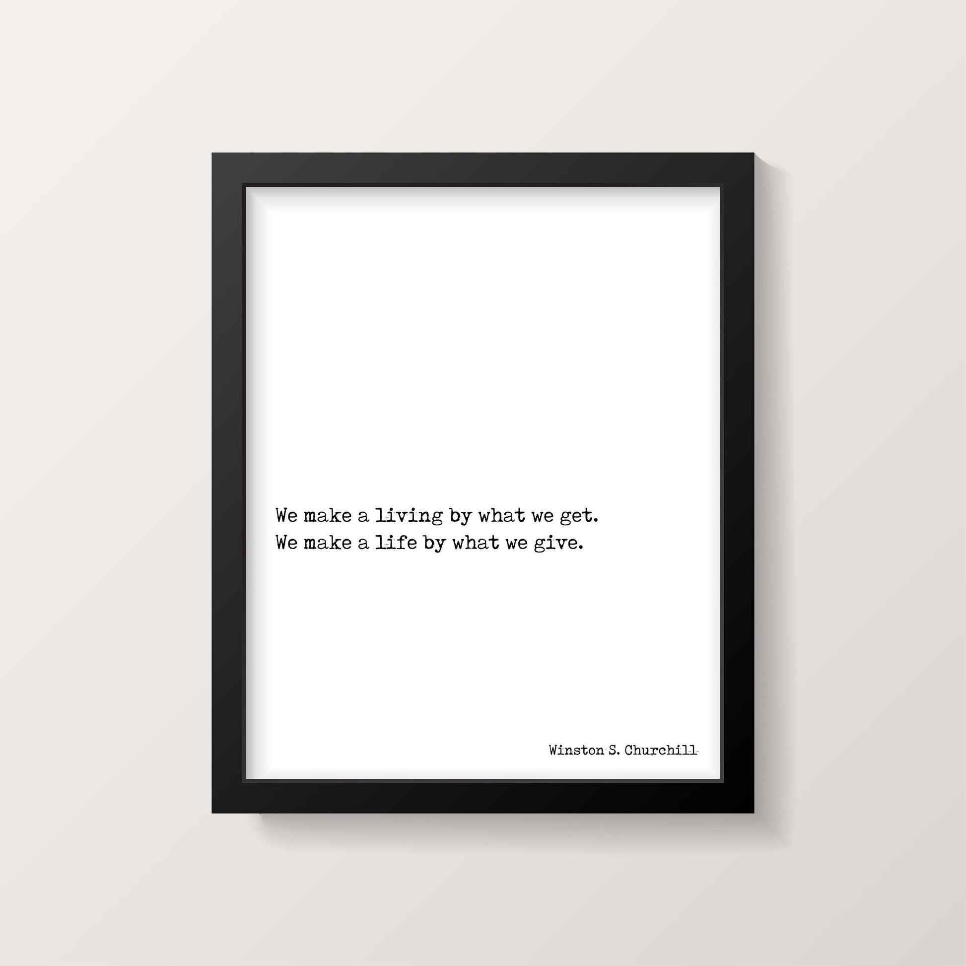 Winston Churchill Life Quote Modern Minimalist Art Inspirational Print, Black & White Office Decor