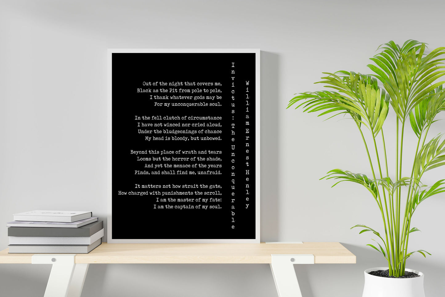 Invictus Poem Print by William Ernest Henley – Minimalist Poetry Wall Art, Motivational Literary Quote Poster