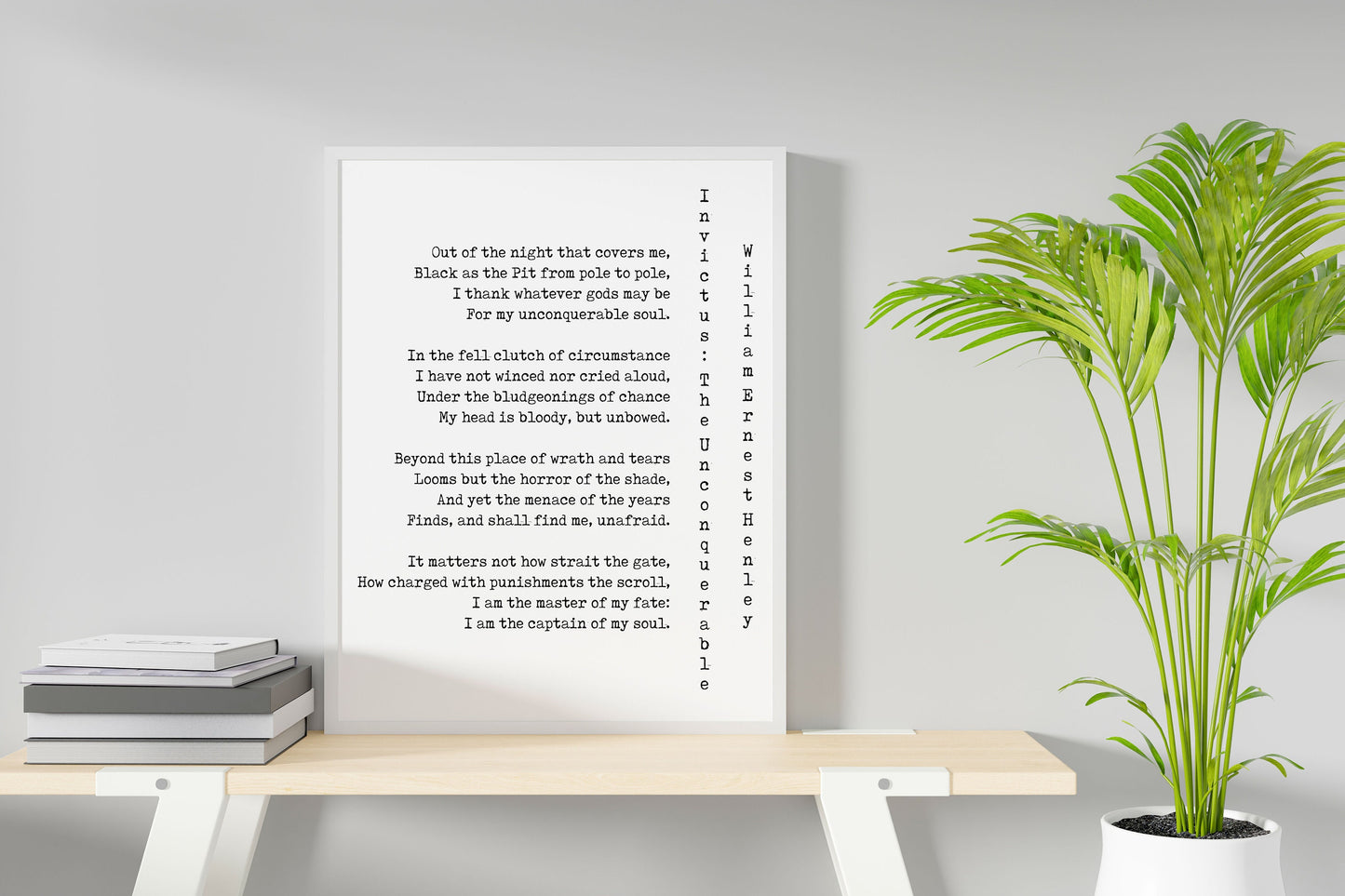 Invictus Poem Print by William Ernest Henley – Minimalist Poetry Wall Art, Motivational Literary Quote Poster