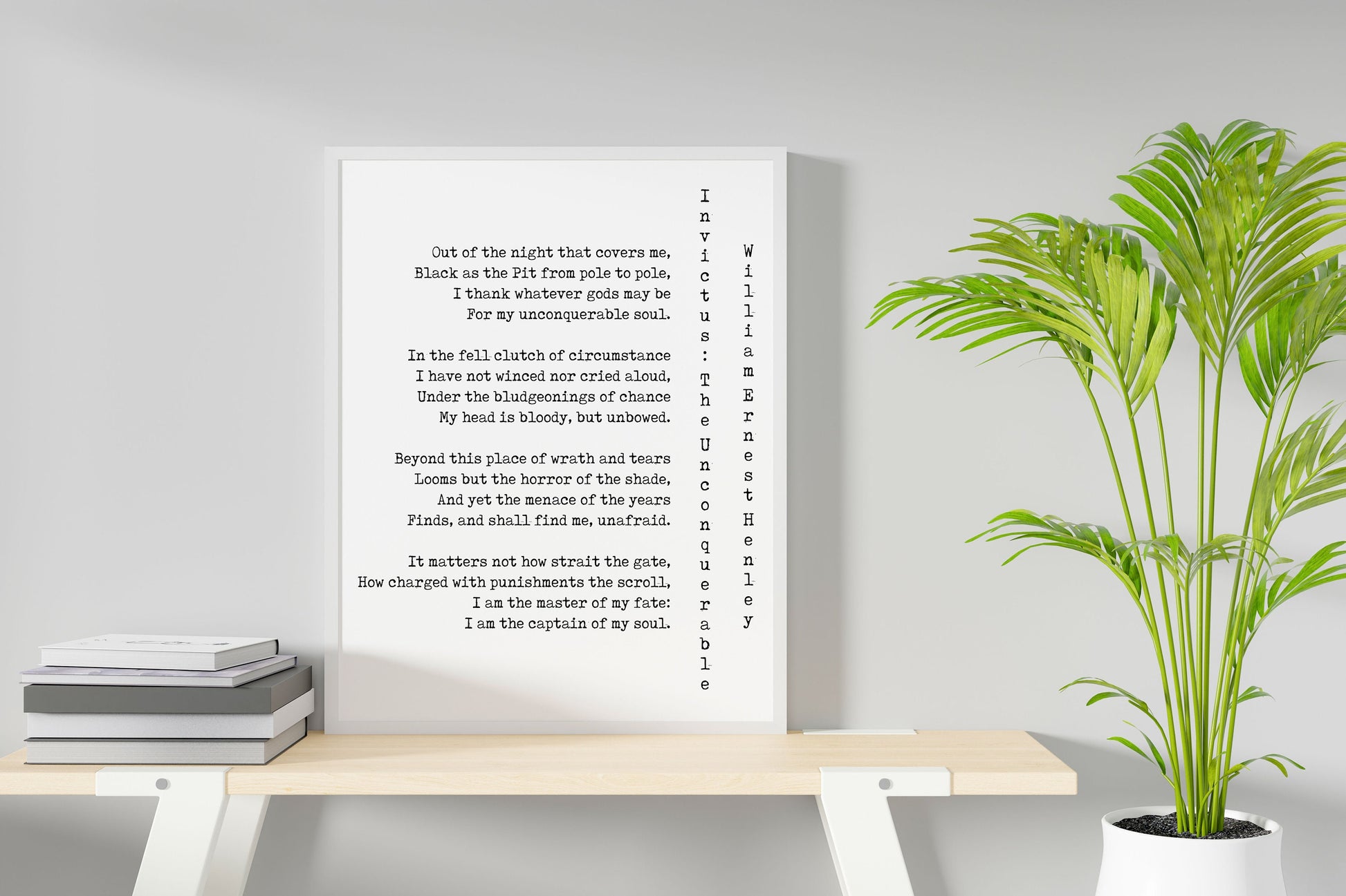 Invictus Poem Print by William Ernest Henley – Minimalist Poetry Wall Art, Motivational Literary Quote Poster